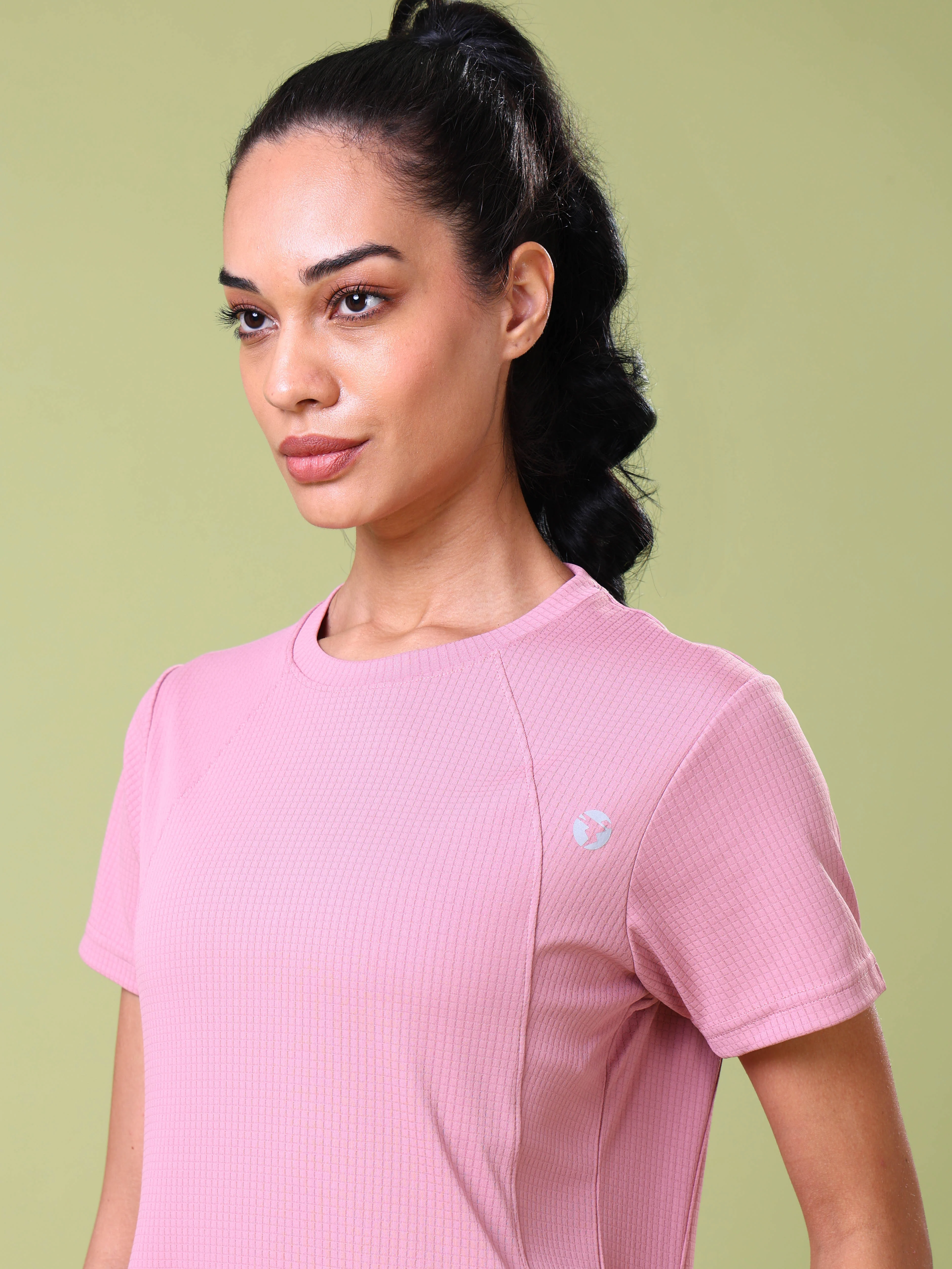 Women Self Design Slim Fit Crew Neck T-shirt with TECHNO COOL+ - Image 6