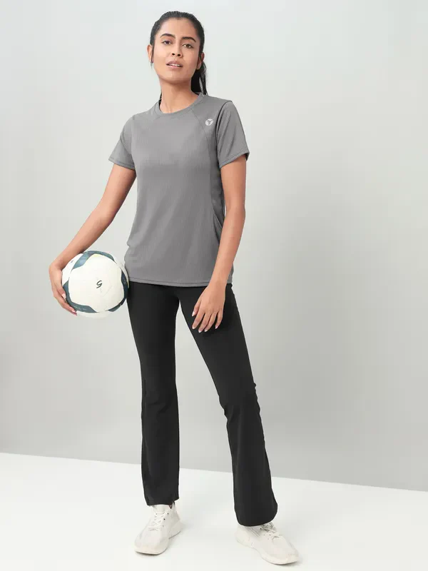 Women Self Design Slim Fit Crew Neck T-shirt with TECHNO COOL+ - Image 7