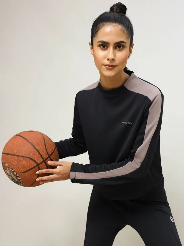 Women Colorblock Slim Fit Crew Neck Pullover with ELASTO PLUS - Image 2