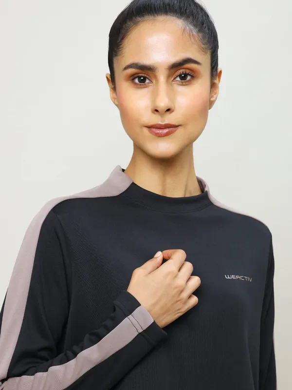 Women Colorblock Slim Fit Crew Neck Pullover with ELASTO PLUS - Image 6