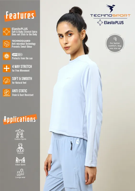 Women Colorblock Slim Fit Crew Neck Pullover with ELASTO PLUS - Image 4