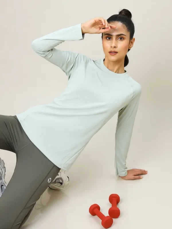 Women Solid Slim Fit Crew Neck T-shirt with TECHNO COOL+ - Image 2