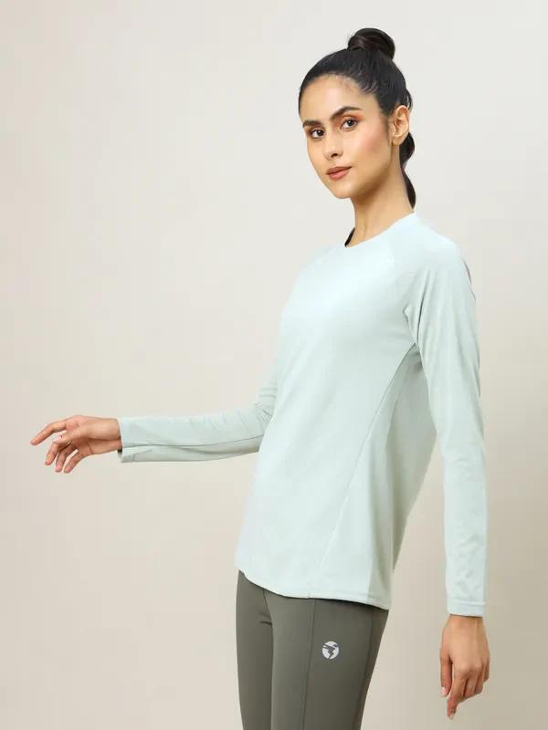 Women Solid Slim Fit Crew Neck T-shirt with TECHNO COOL+ - Image 4