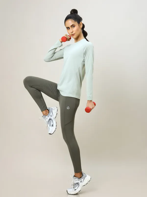Women Solid Slim Fit Crew Neck T-shirt with TECHNO COOL+ - Image 5