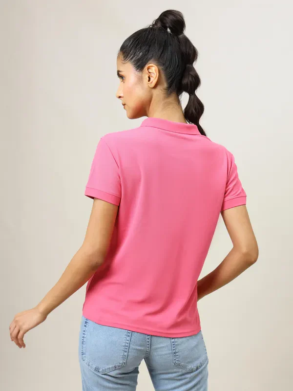 Women Solid Slim Fit Polo T-shirt with MATPIQ - Image 3
