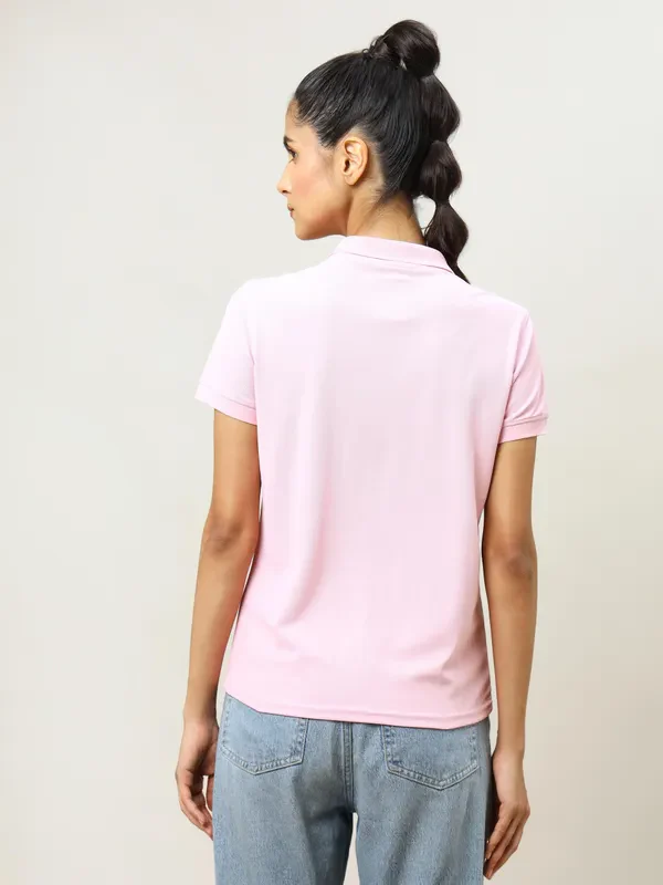 Women Solid Slim Fit Polo T-shirt with MATPIQ - Image 3