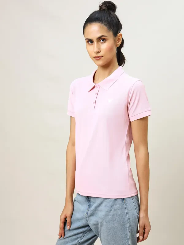Women Solid Slim Fit Polo T-shirt with MATPIQ - Image 4