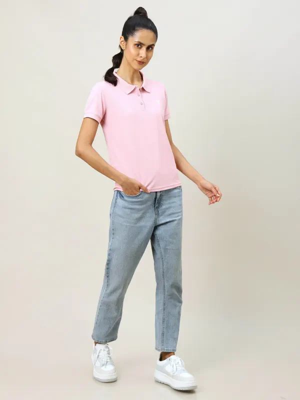 Women Solid Slim Fit Polo T-shirt with MATPIQ - Image 5