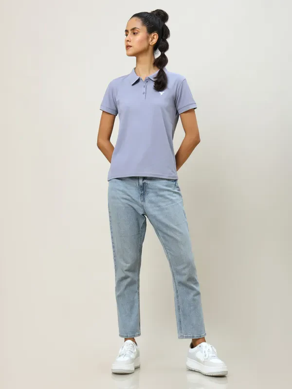 Women Solid Slim Fit Polo T-shirt with MATPIQ - Image 5