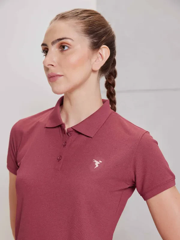 Women Solid Slim Fit Polo T-shirt with MATPIQ - Image 2