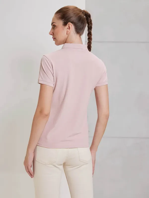 Women Solid Slim Fit Polo T-shirt with MATPIQ - Image 2