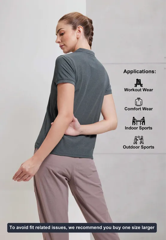 Women Solid Slim Fit Polo T-shirt with MATPIQ - Image 5