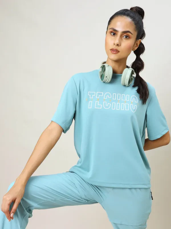 Women Printed Boxy Fit Crew Neck T-shirt with TECHNO COOL+ - Image 2