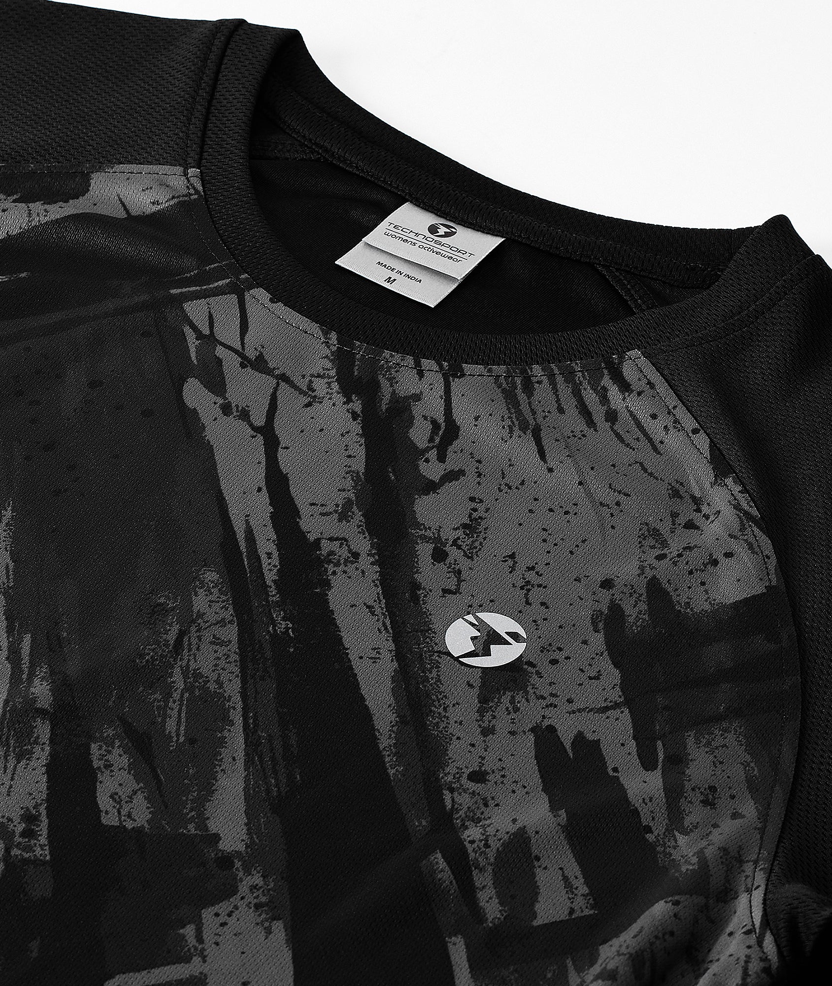 Women Abstract Print Slim Fit Crew Neck T-shirt with TECHNO COOL+ - Image 7