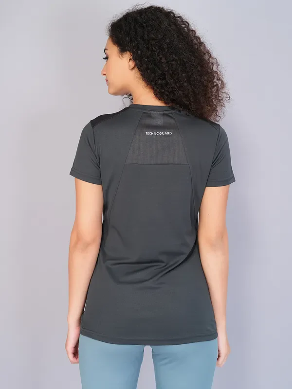 Women Solid Slim Fit Crew Neck T-shirt with TECHNO COOL - Image 2