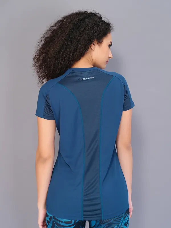 Women Solid Slim Fit Crew Neck T-shirt with TECHNO COOL - Image 3