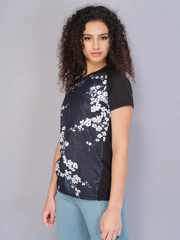 Women Printed Slim Fit Crew Neck T-shirt with TECHNO COOL - Image 2