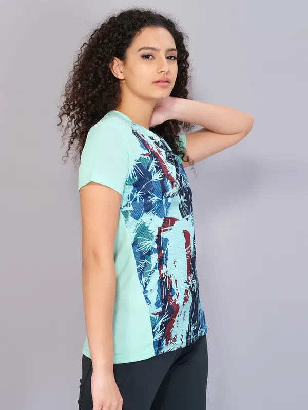 Women Printed Slim Fit Crew Neck T-shirt with TECHNO COOL - Image 3