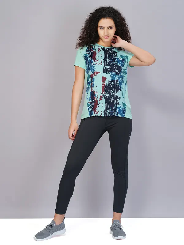 Women Printed Slim Fit Crew Neck T-shirt with TECHNO COOL - Image 5