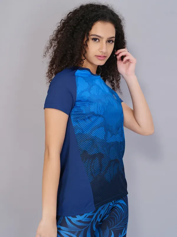 Women Printed Slim Fit Crew Neck T-shirt with TECHNO COOL - Image 4