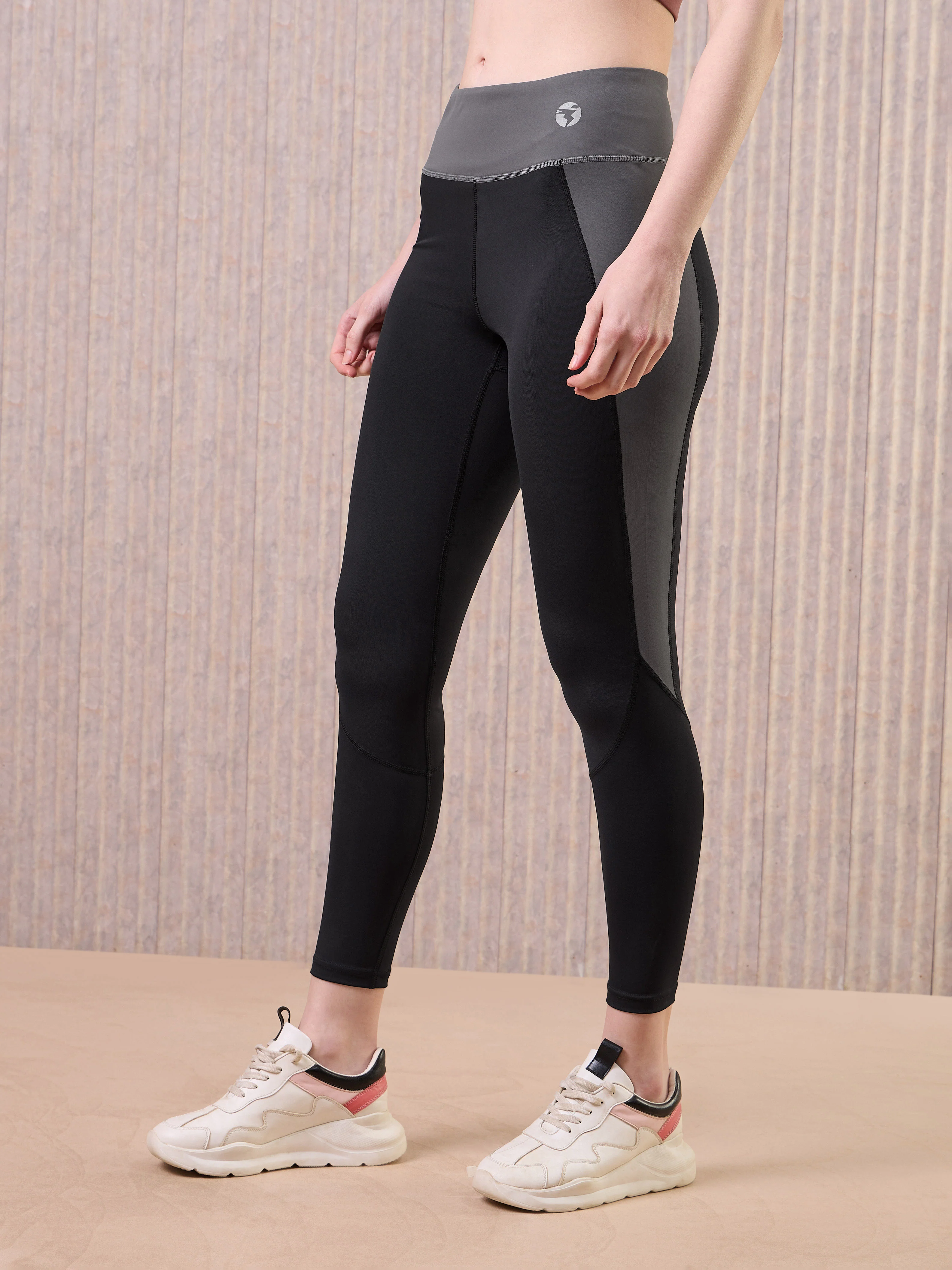 Women Colorblock Slim Fit Tights with ELASTOPLUS - Image 4