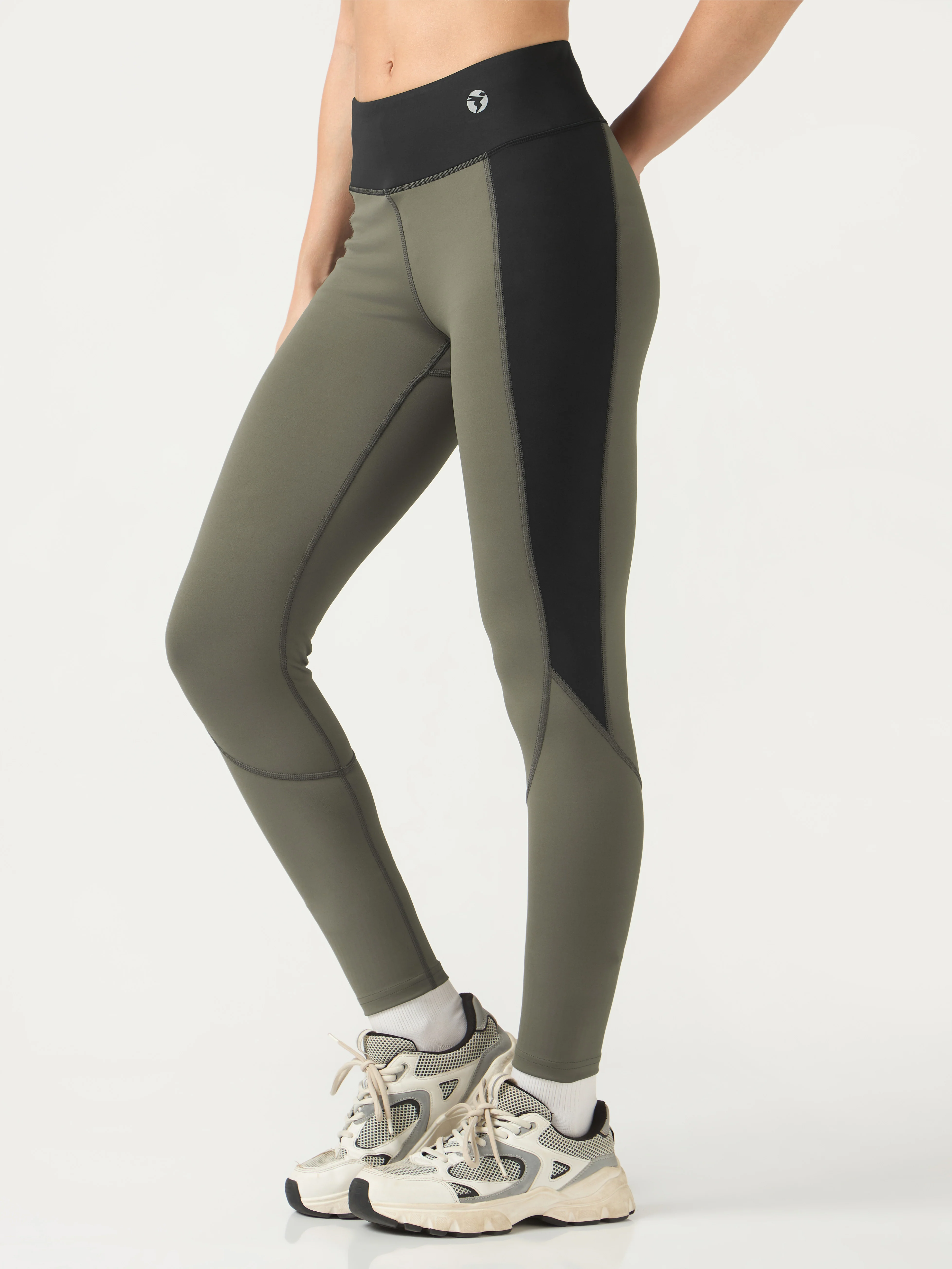 Women Colorblock Slim Fit Tights with ELASTOPLUS - Image 4