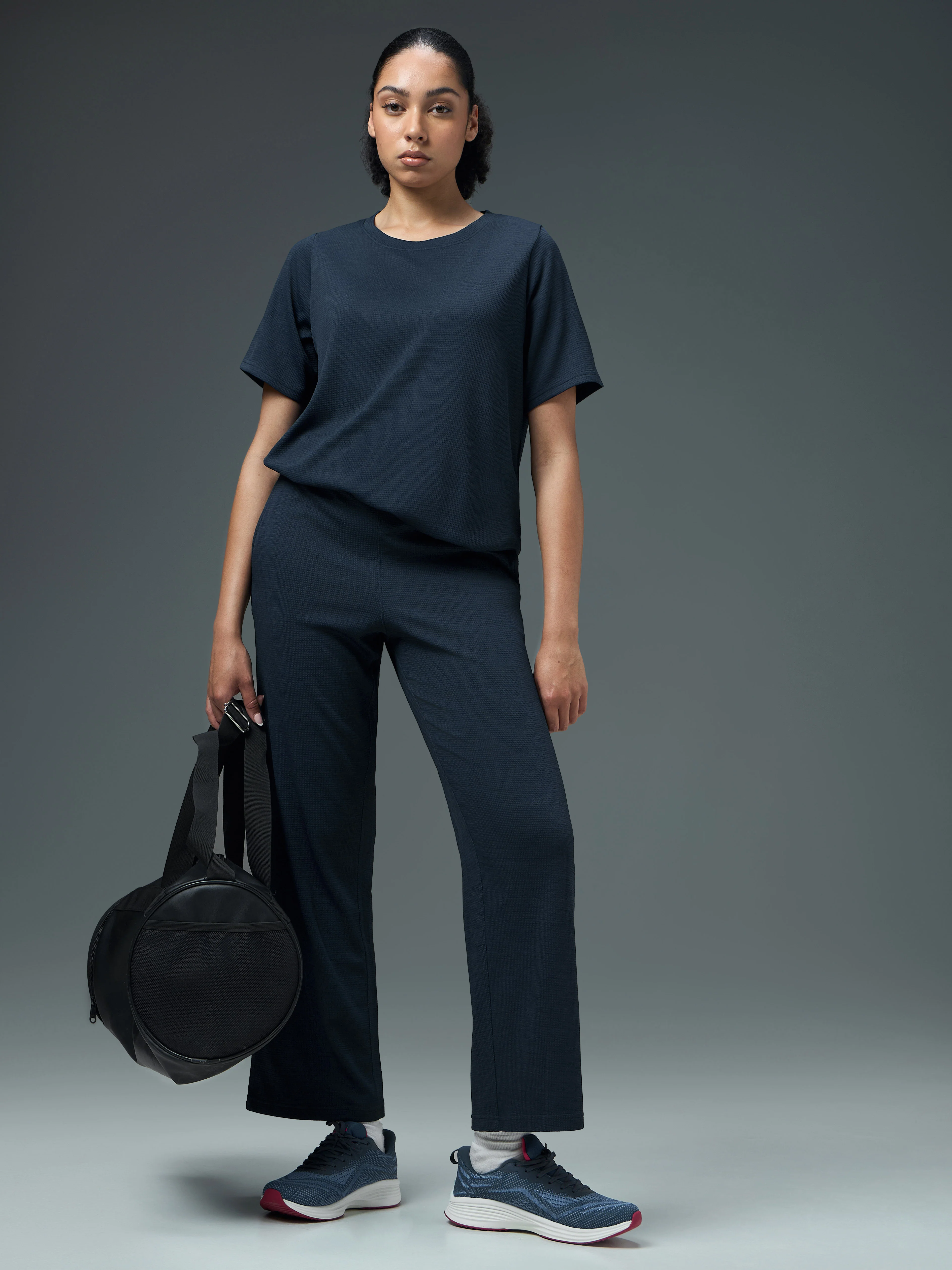 Women Cubic Melange Relaxed Fit Co-ord Set with DOUBLE COOL