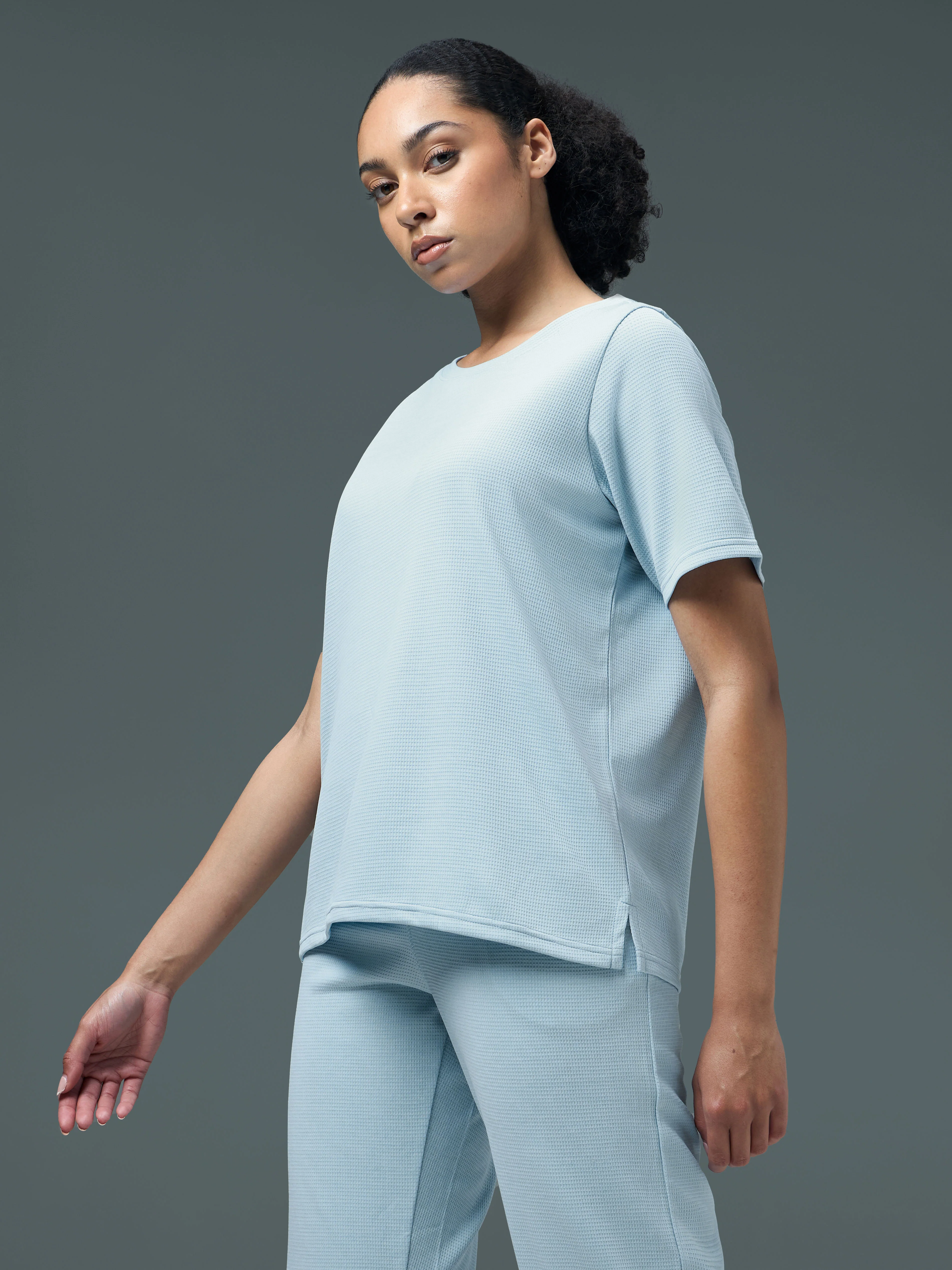 Women Cubic Melange Relaxed Fit Round Neck T-shirt with DOUBLE COOL - Image 4