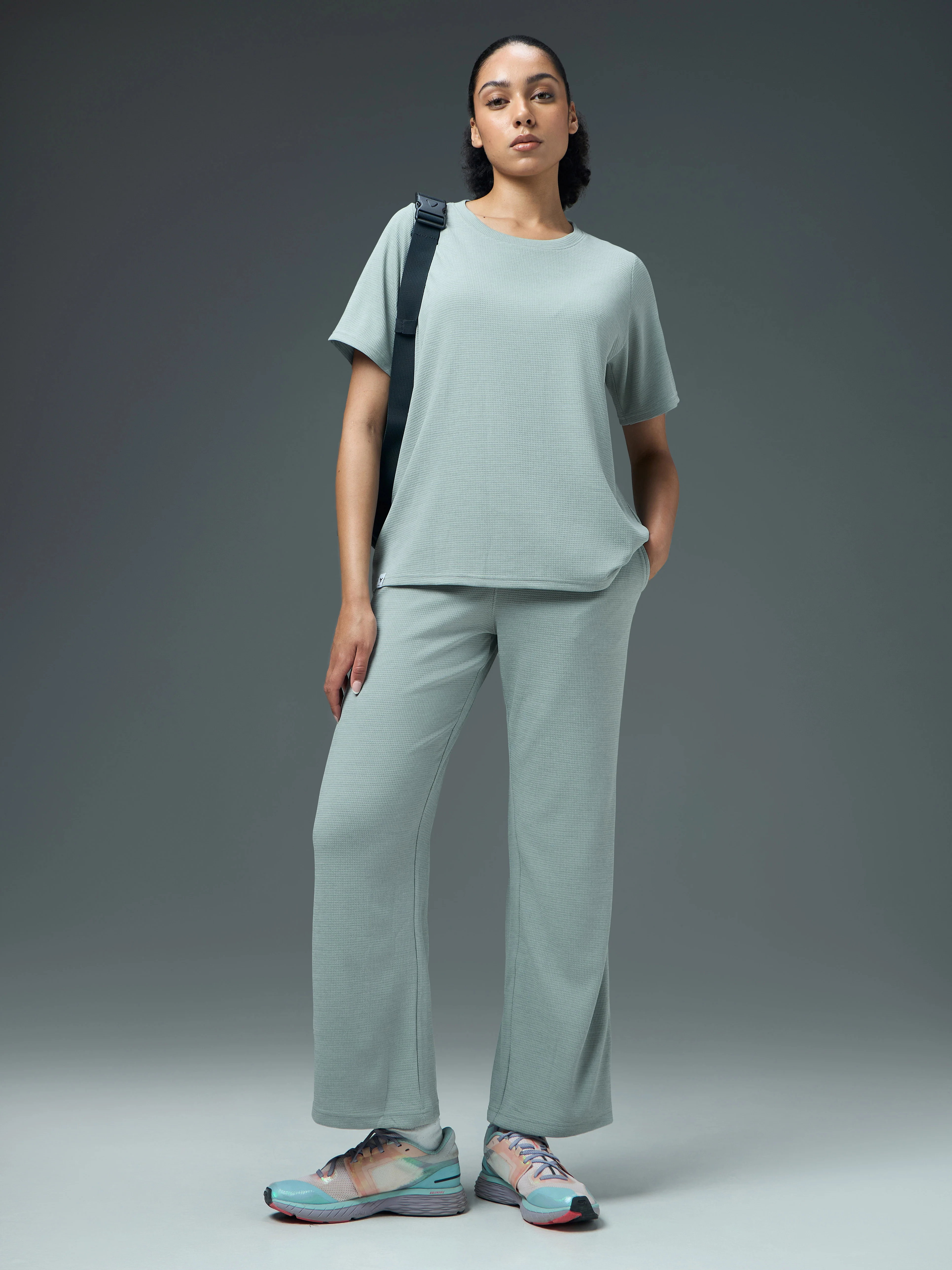 Women Cubic Melange Relaxed Fit Round Neck T-shirt with DOUBLE COOL - Image 7