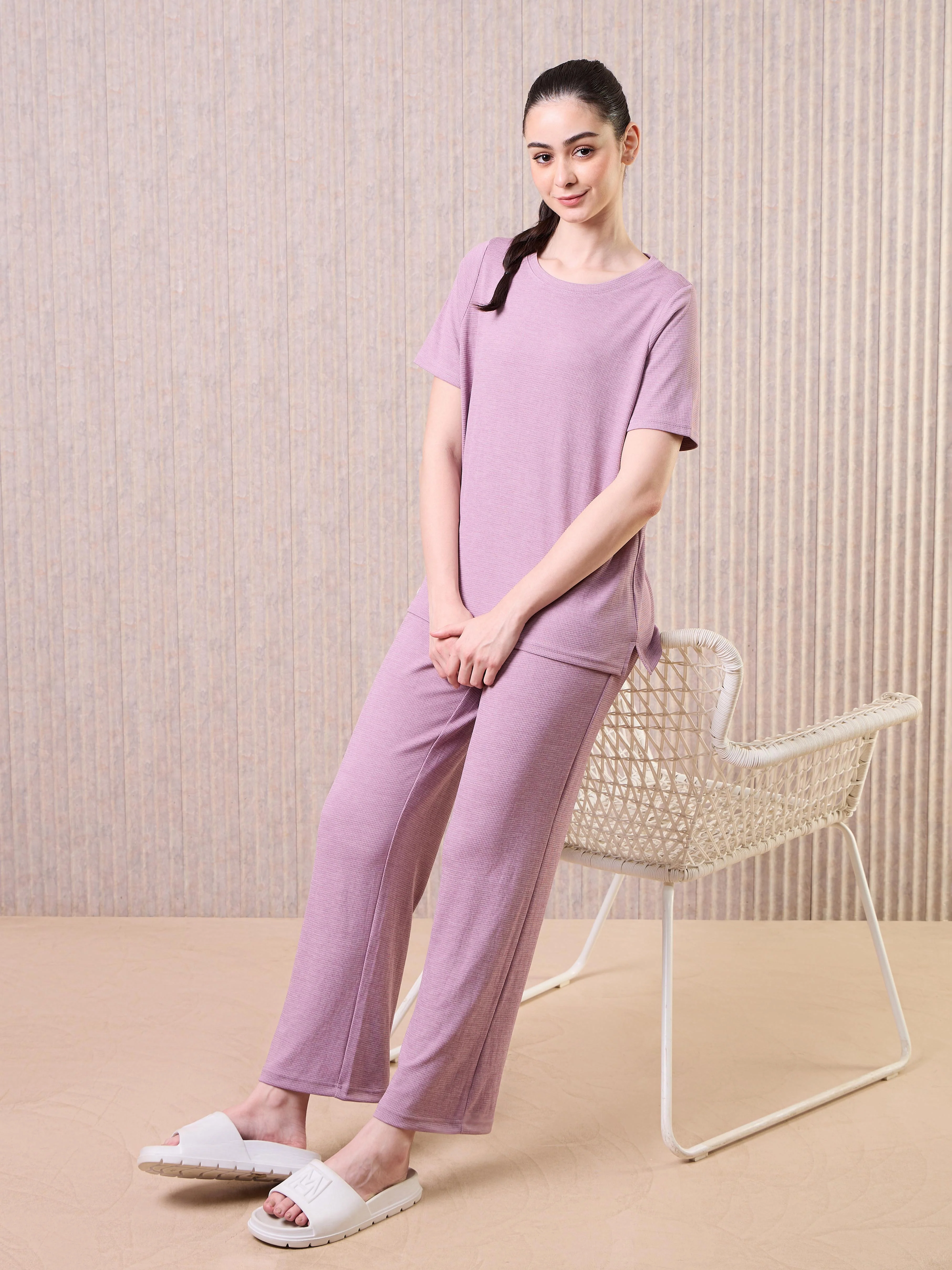 Women Cubic Melange Relaxed Fit Trackpants with DOUBLE COOL - Image 2