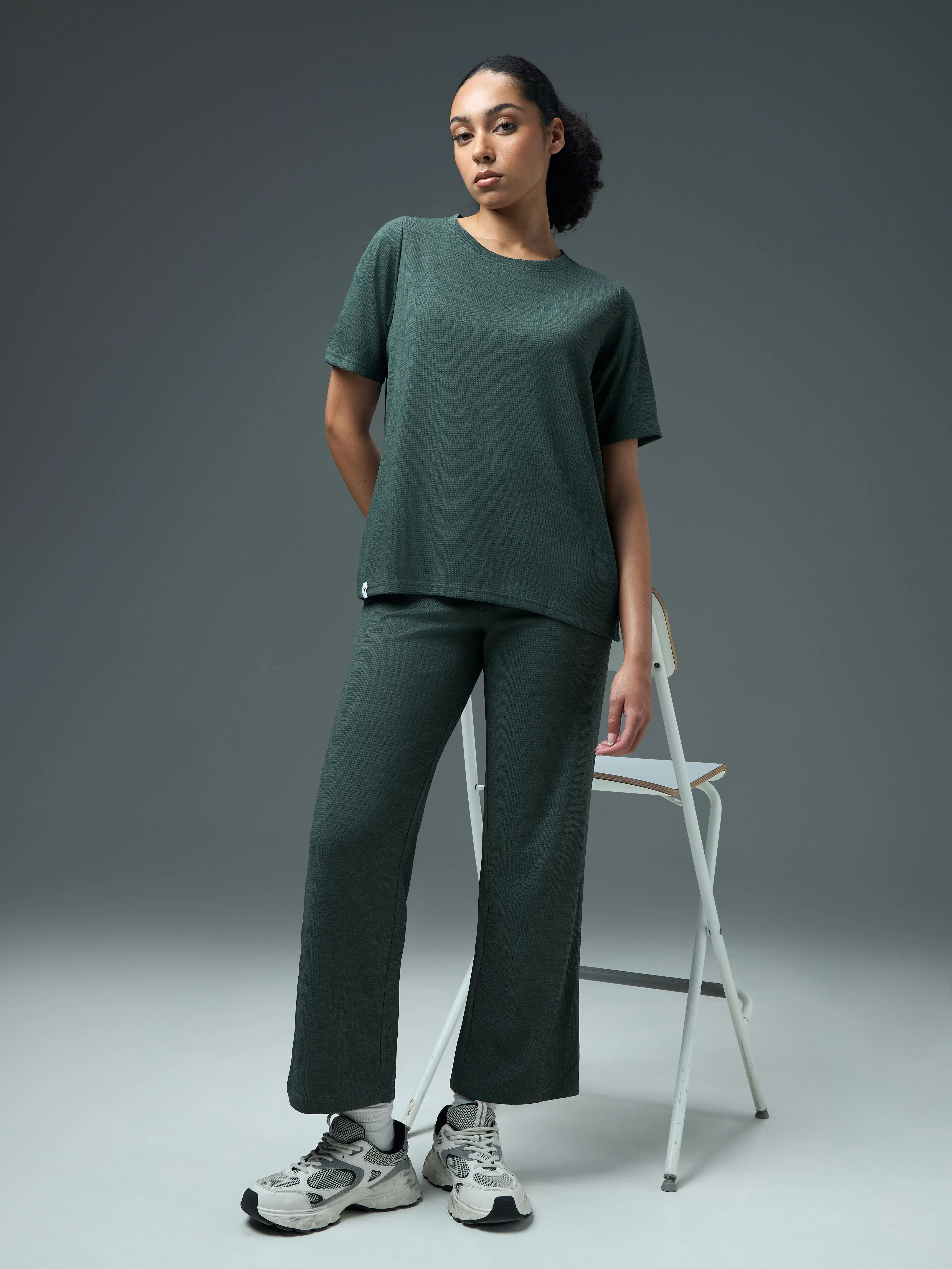 Women Cubic Melange Relaxed Fit Trackpants with DOUBLE COOL - Image 4