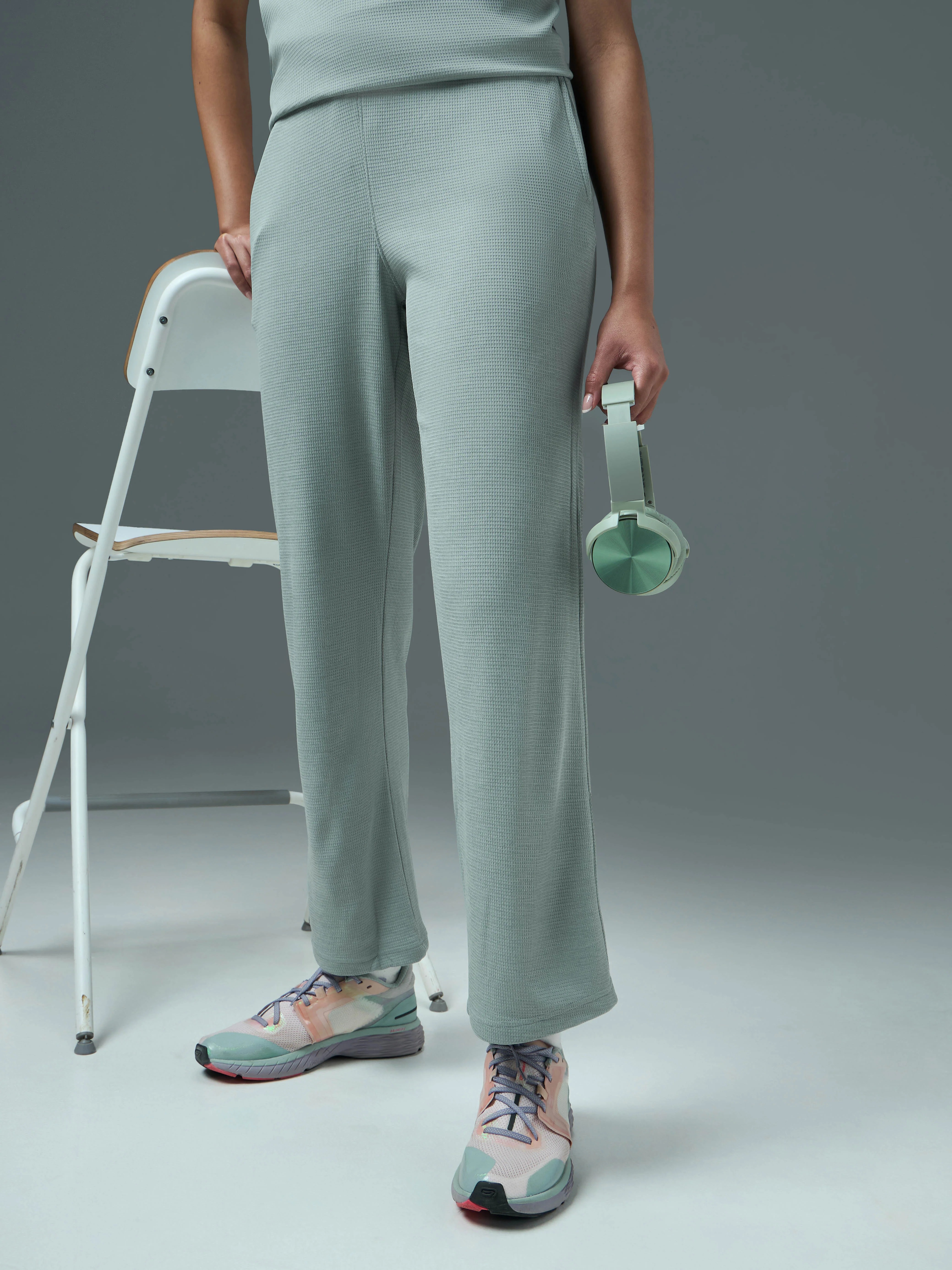 Women Cubic Melange Relaxed Fit Trackpants with DOUBLE COOL
