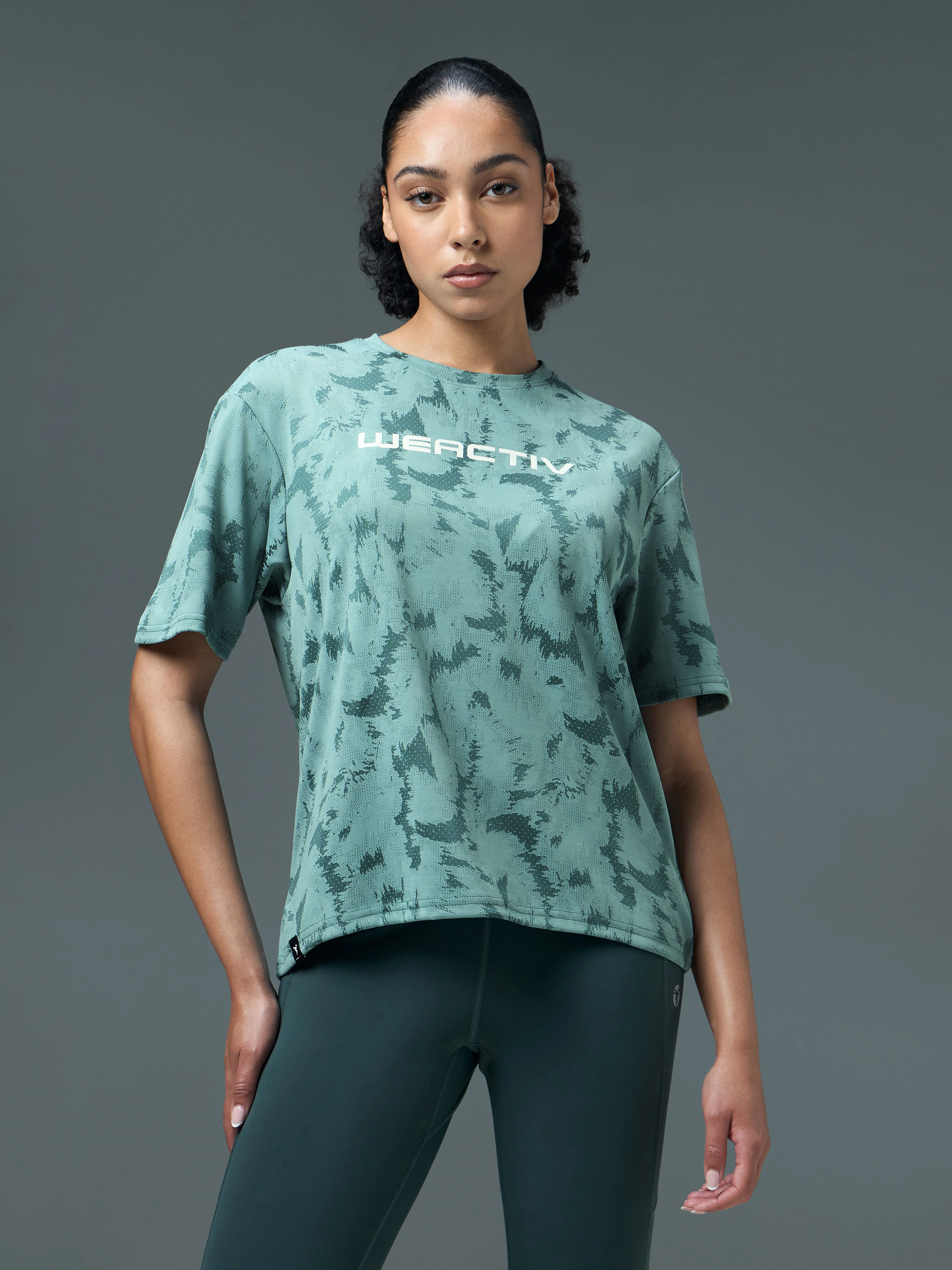 Women Jacquard Boxy Fit Round Neck T-shirt with DOUBLE COOL - Image 2