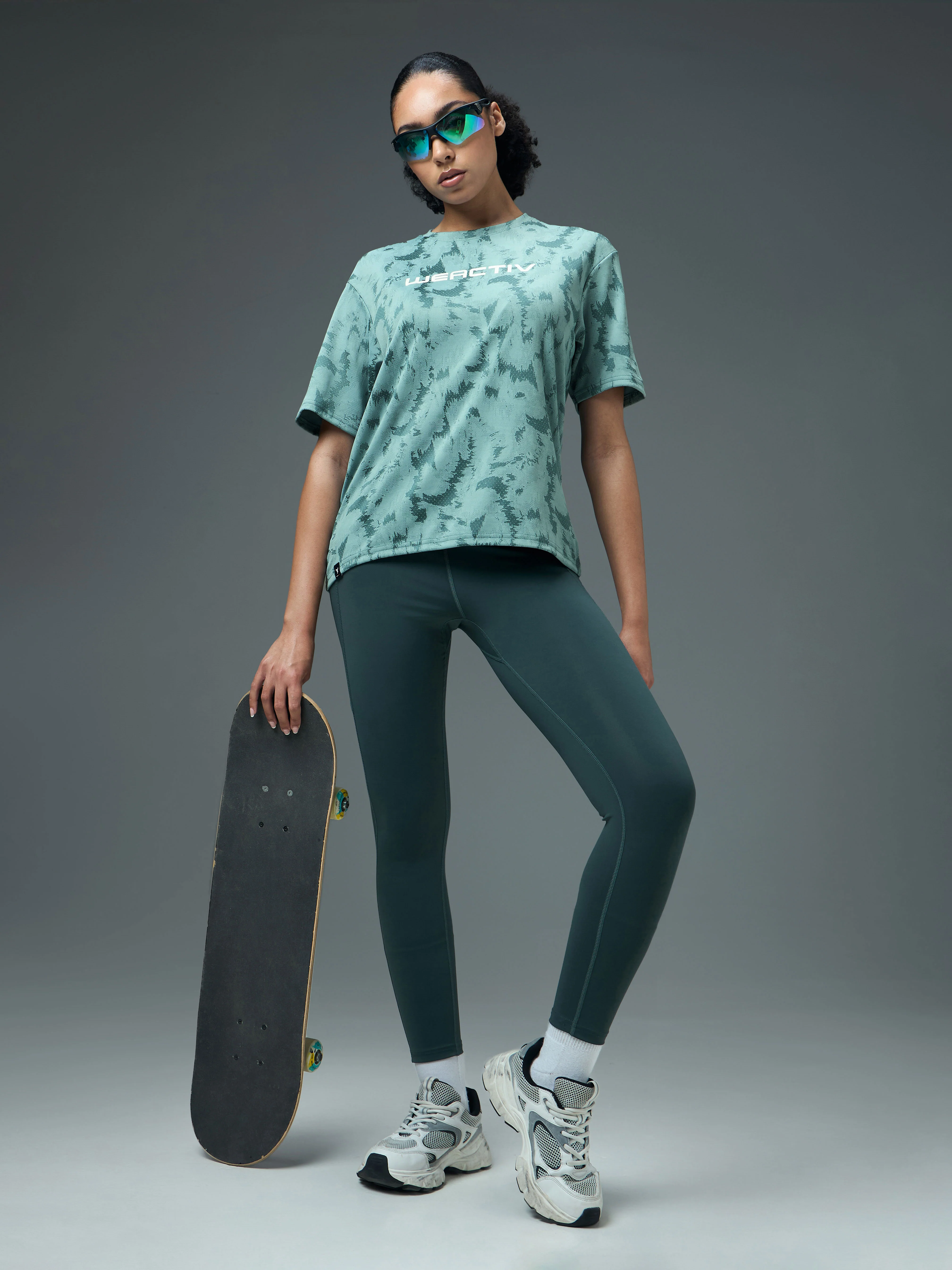 Women Jacquard Boxy Fit Round Neck T-shirt with DOUBLE COOL - Image 5