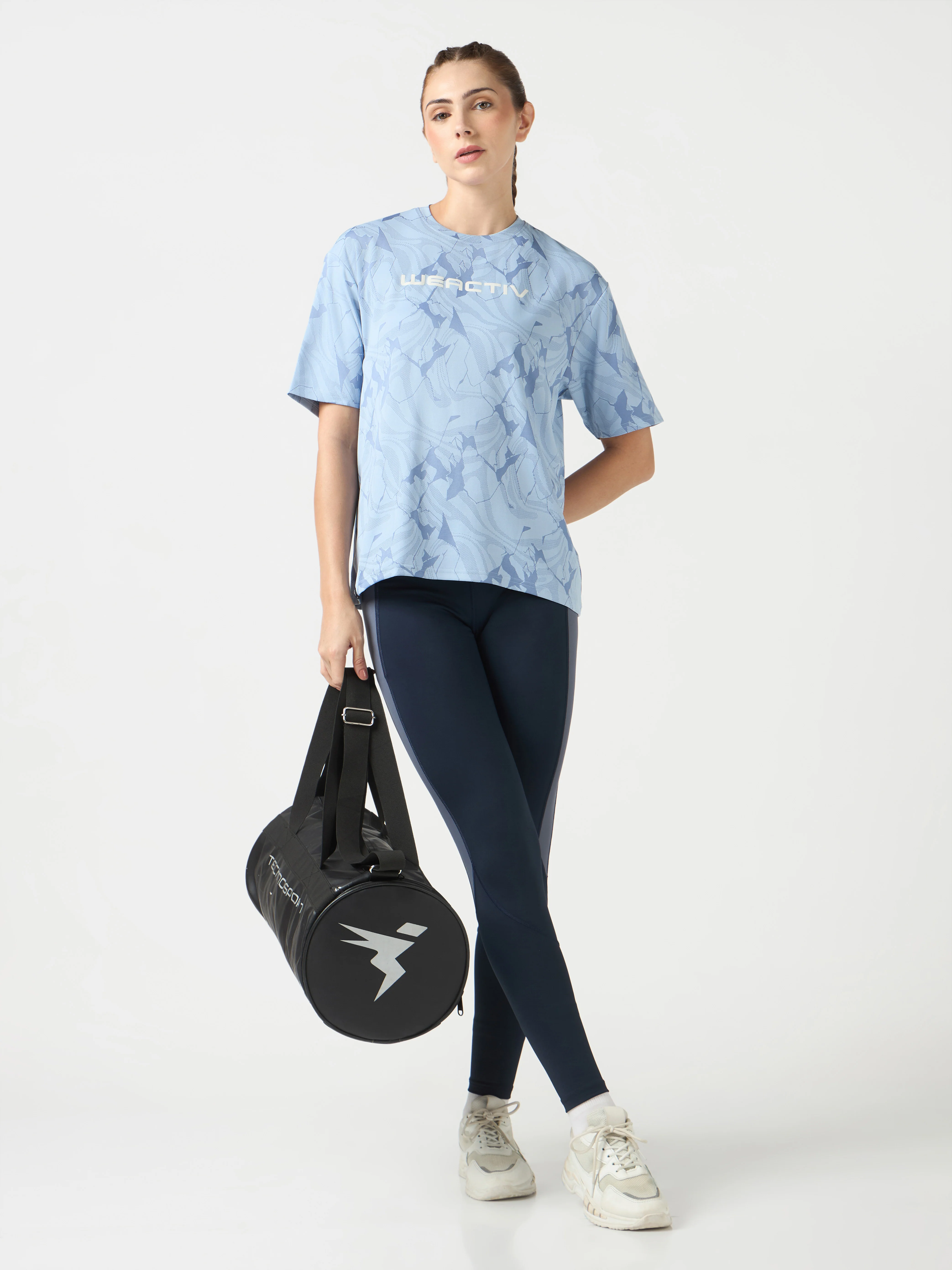 Women Jacquard Boxy Fit Round Neck T-shirt with DOUBLE COOL - Image 5