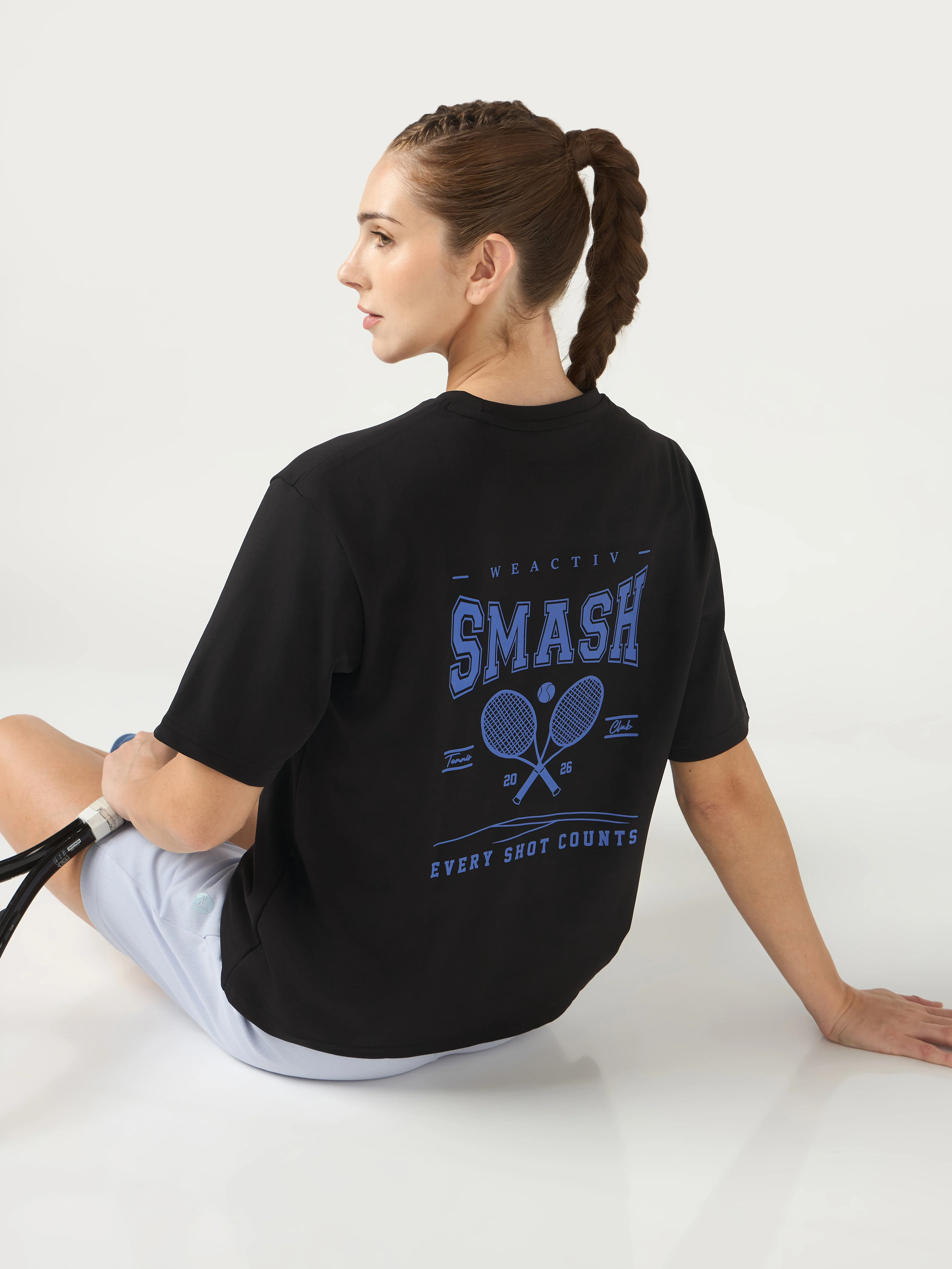 Women Oversized Back Print T-Shirt with Elastoplus