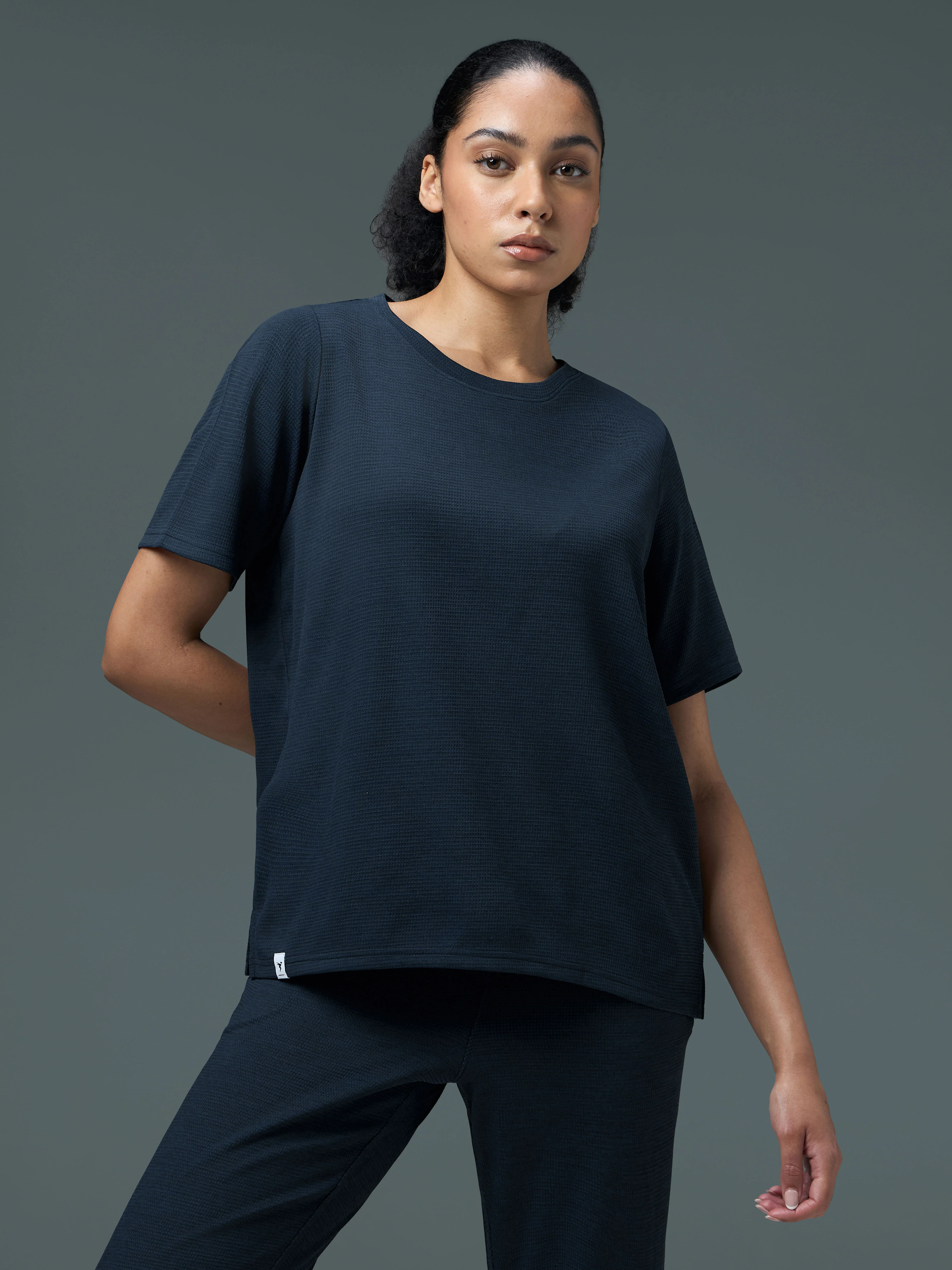 Women Pack of 2 Relaxed Fit Cubic Melange Round Neck T-shirt with DOUBLE COOL - Image 2