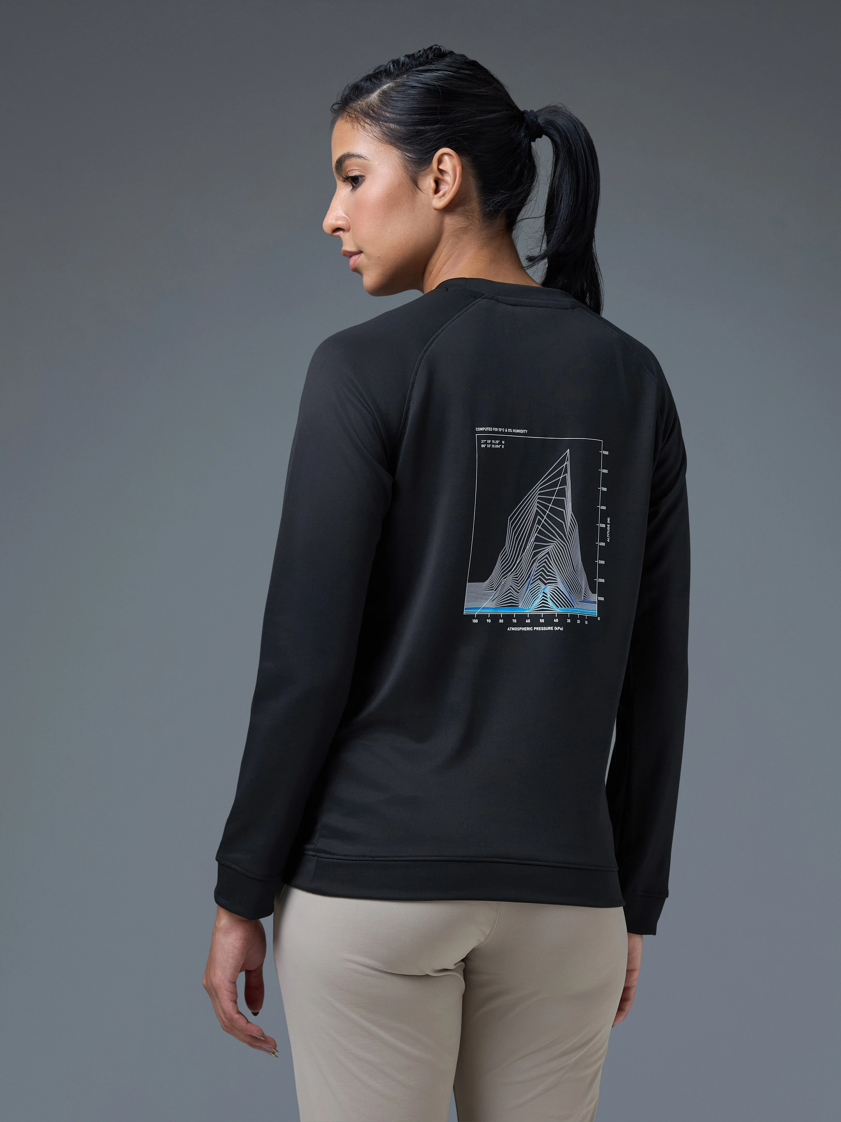 Women Printed Slim Fit Crew Neck Pullover with ELASTO PLUS - Image 3