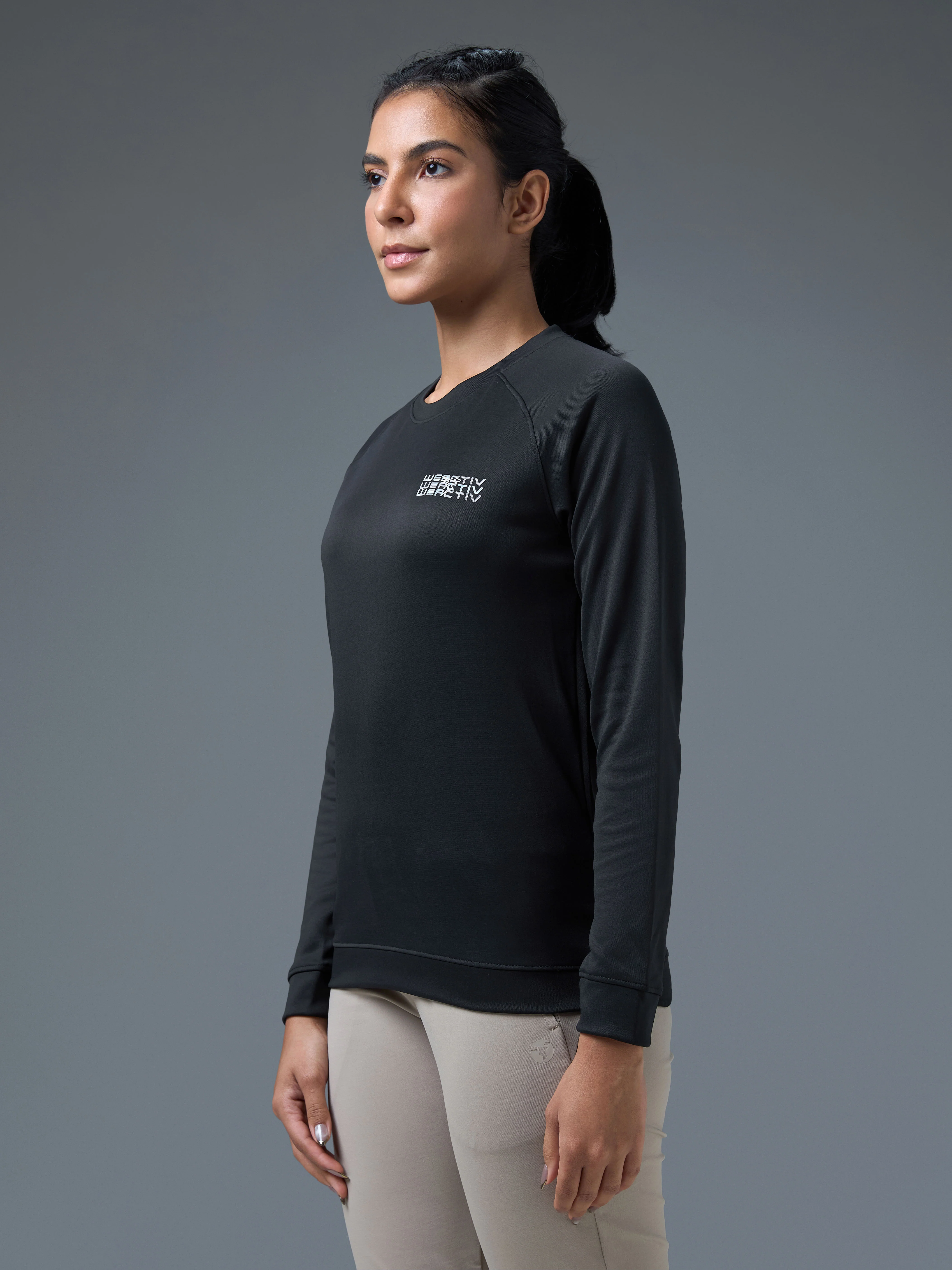 Women Printed Slim Fit Crew Neck Pullover with ELASTO PLUS - Image 4