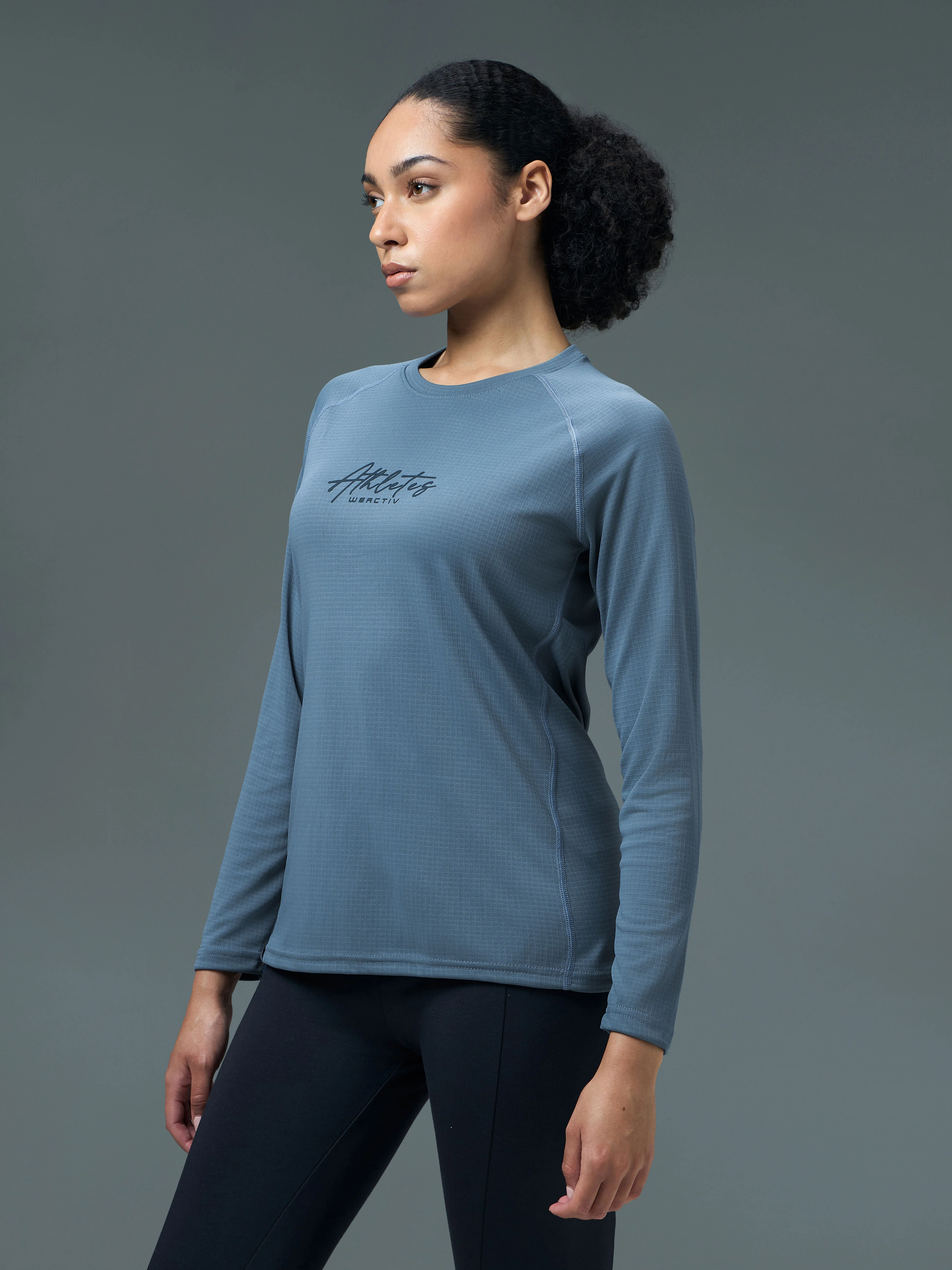 Women Printed Slim Fit Round Neck Sports Tee for Yoga & Fitness with TECHNOCOOL+ - Image 4