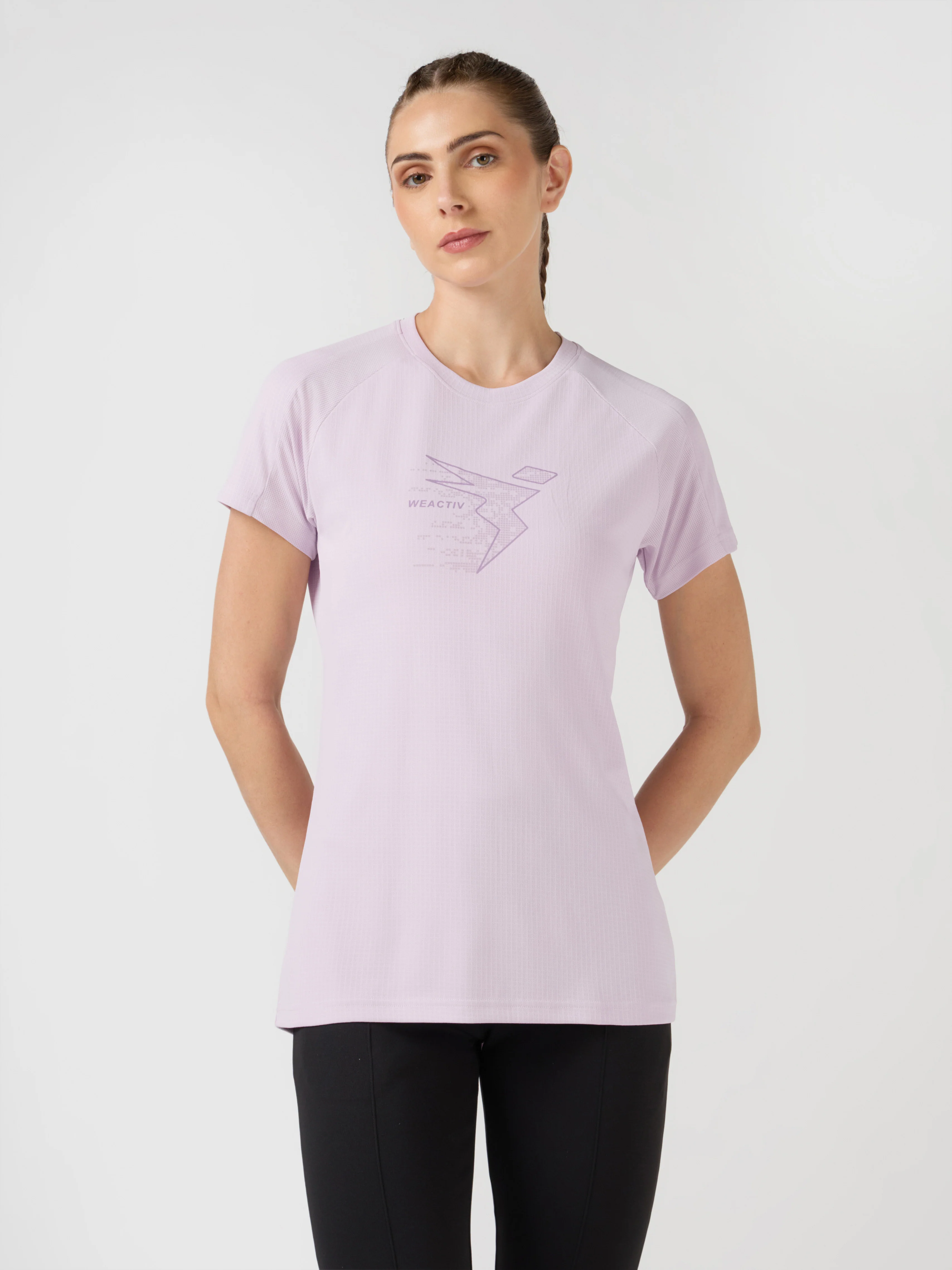 Women Printed Slim Fit Round Neck Sports Tee with TECHNOCOOL+ - Image 2