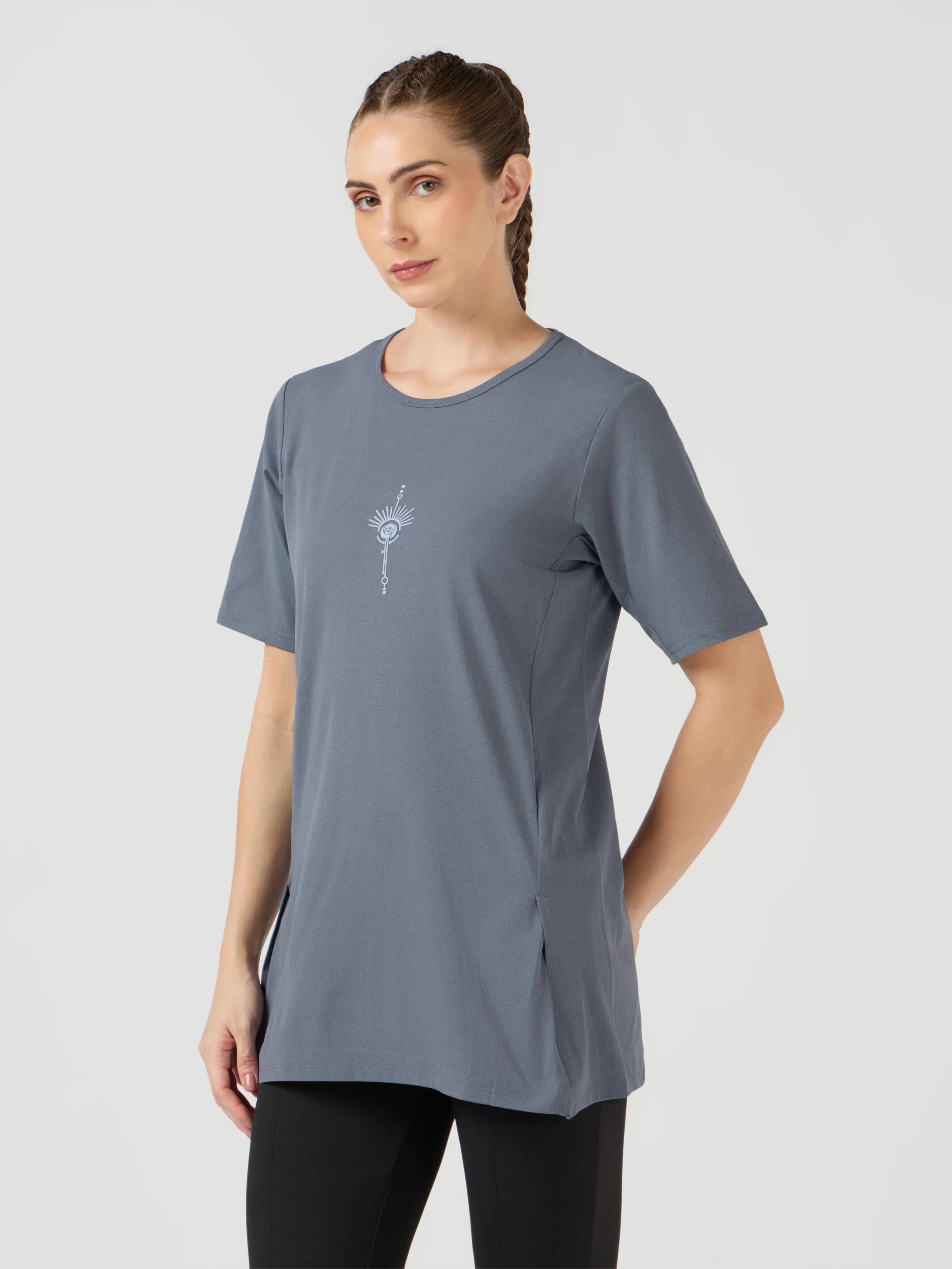 Women Slim Fit Mock Neck Solid T-shirt with COTFLEX - Image 4