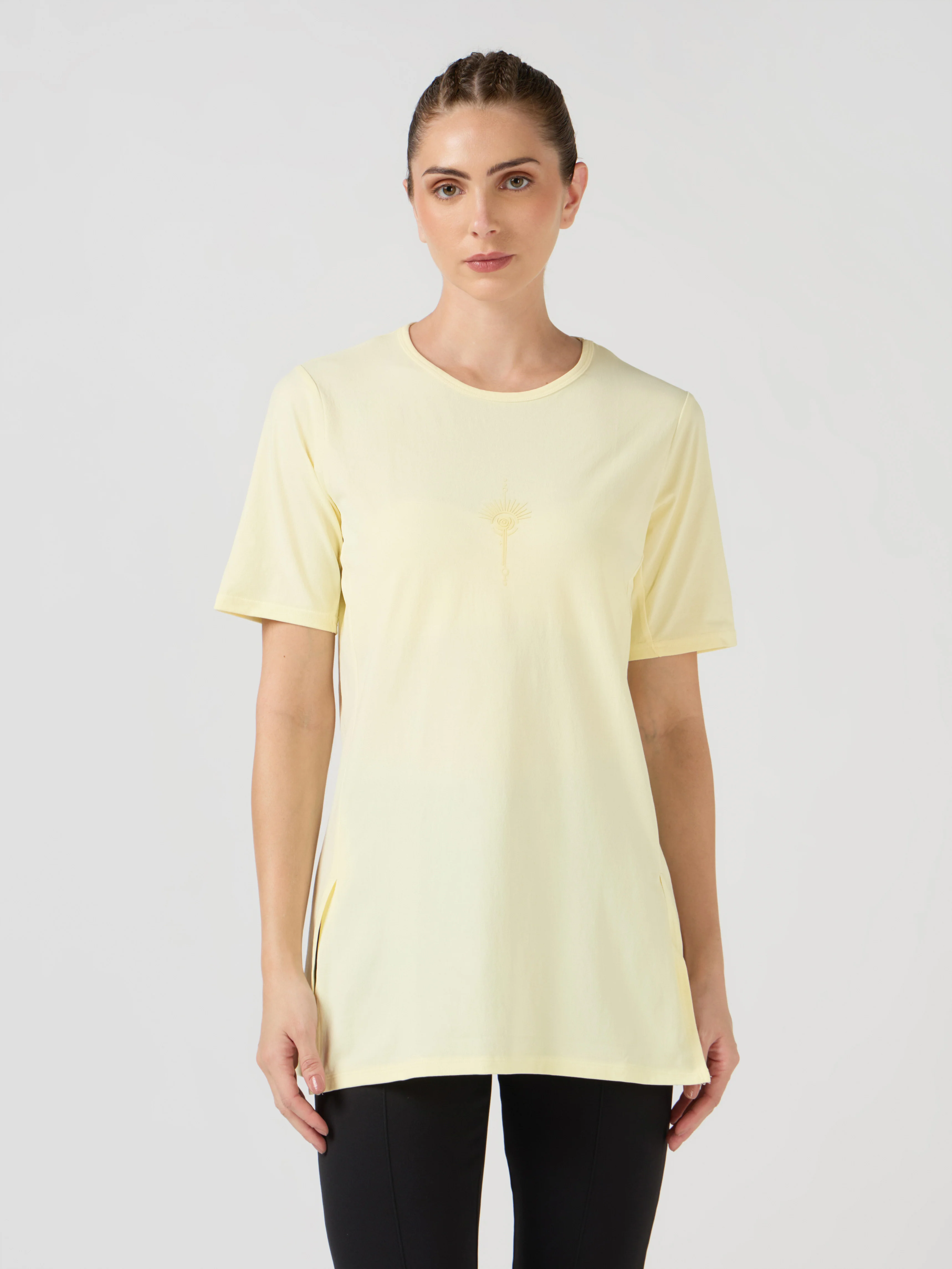 Women Slim Fit Mock Neck Solid T-shirt with COTFLEX
