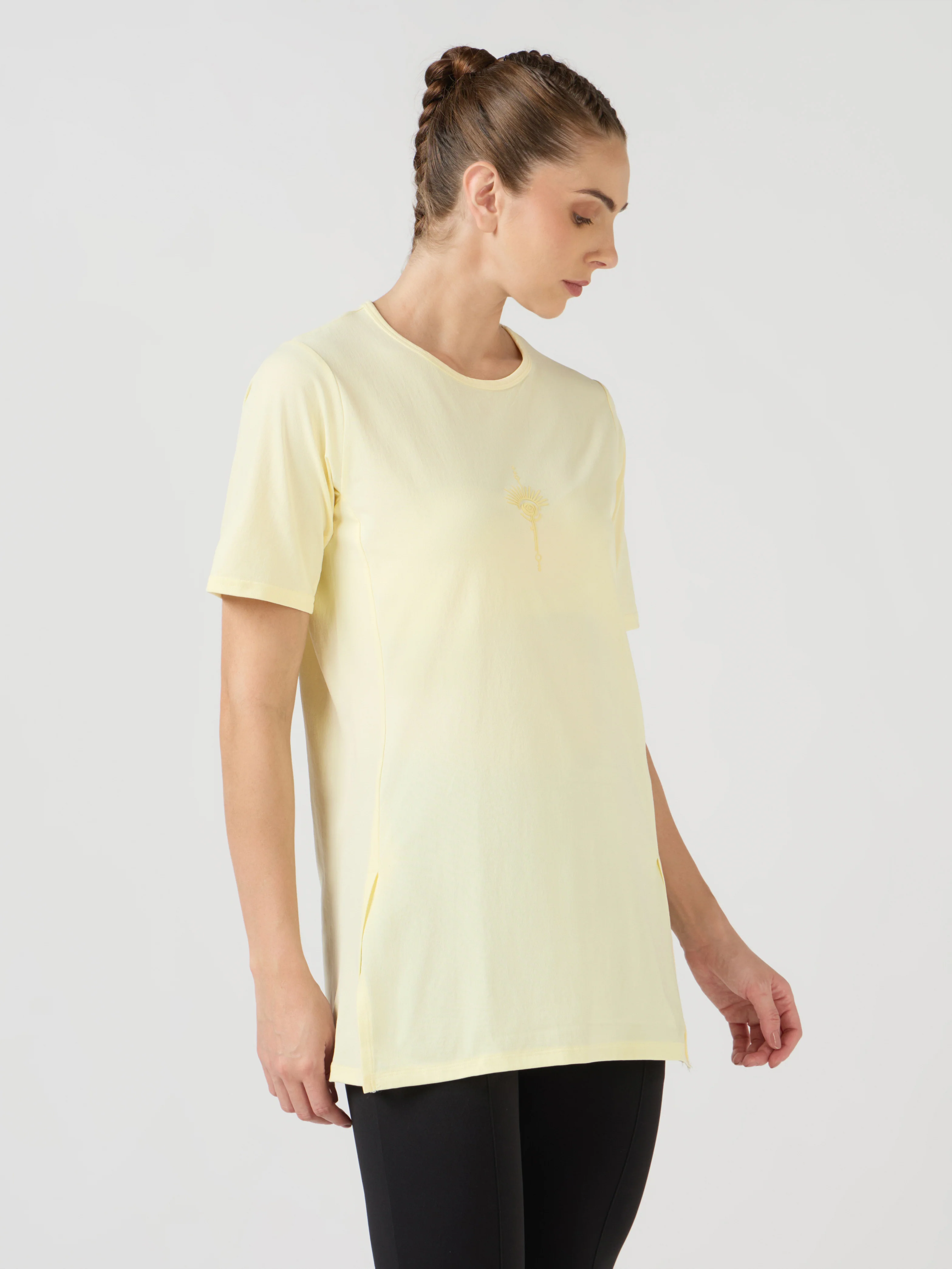 Women Slim Fit Mock Neck Solid T-shirt with COTFLEX - Image 3