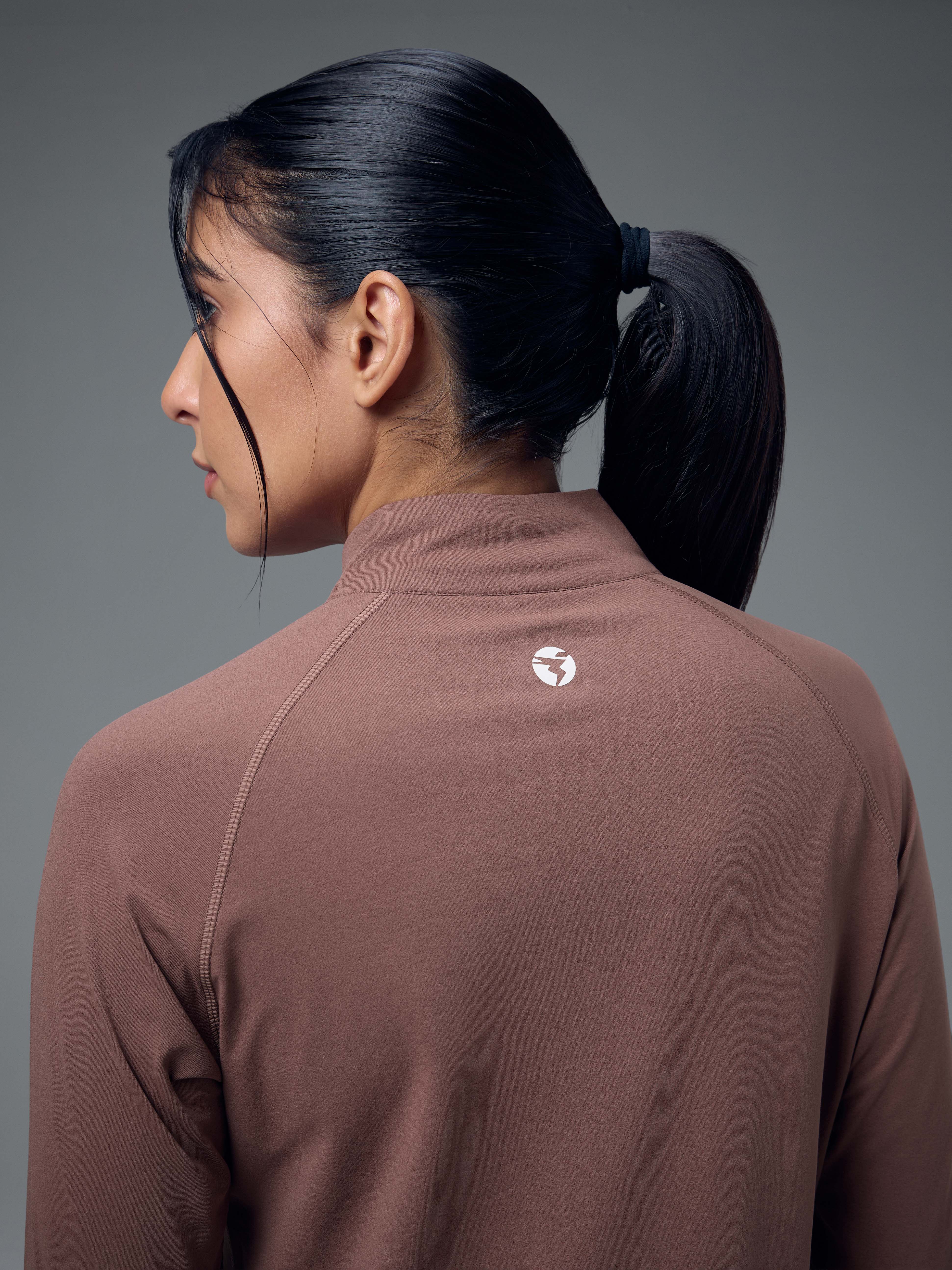 Women Slim Fit Mock Neck Thumbhole Sleeve Solid T-shirt with COTFLEX - Image 7