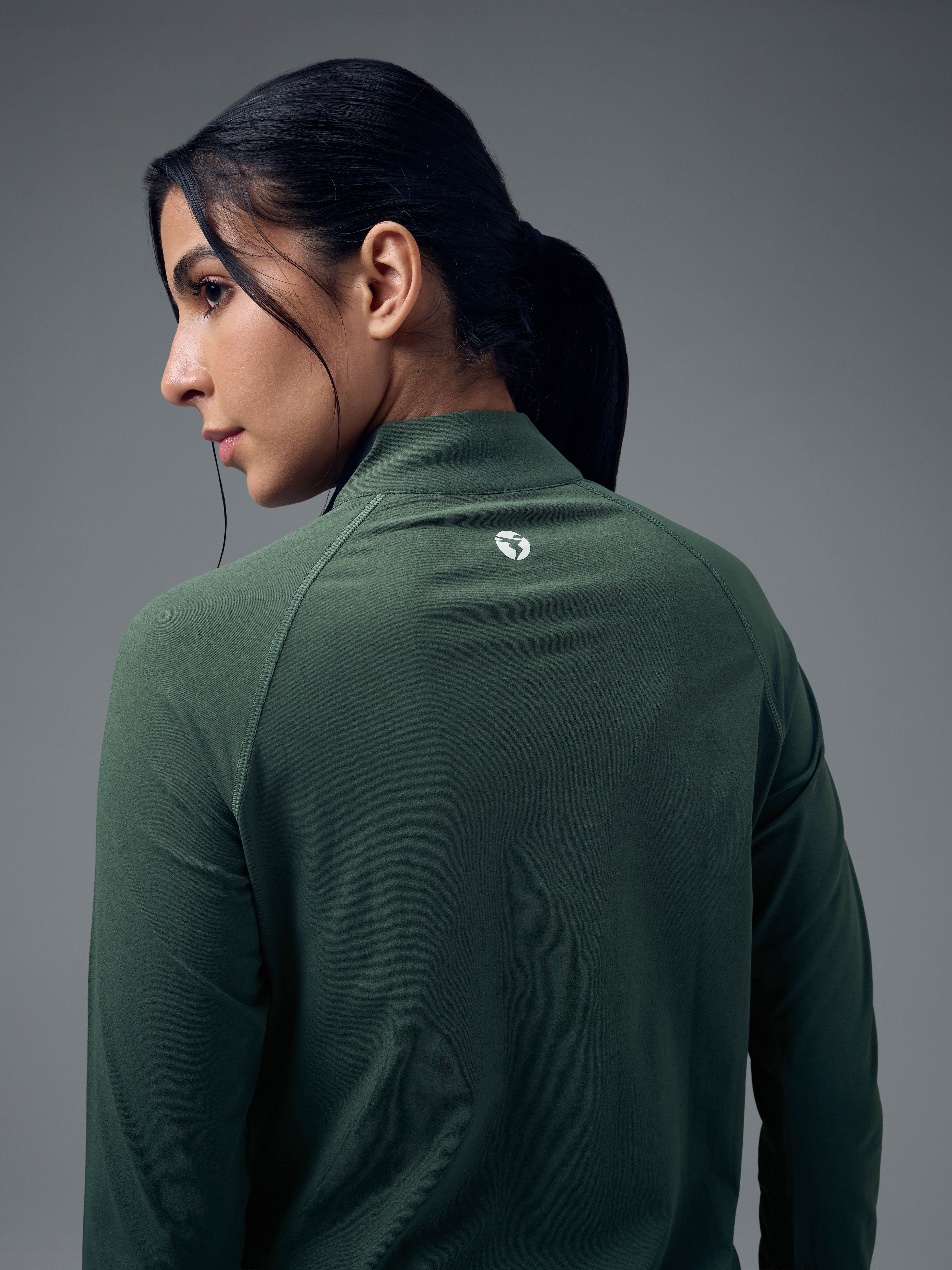 Women Slim Fit Mock Neck Thumbhole Sleeve Solid T-shirt with COTFLEX - Image 7