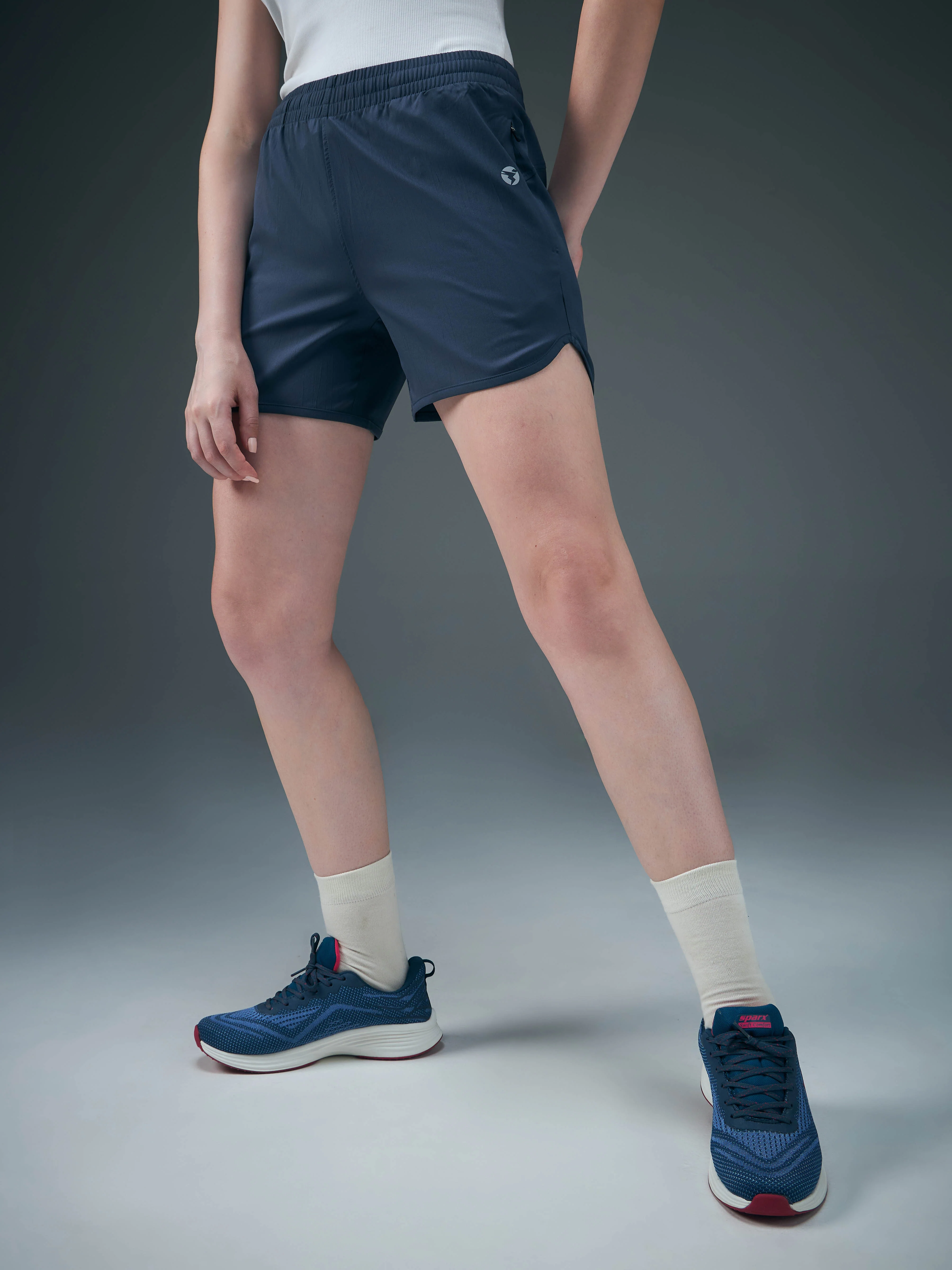 Women Solid Regular Fit Shorts with TS FLEXI