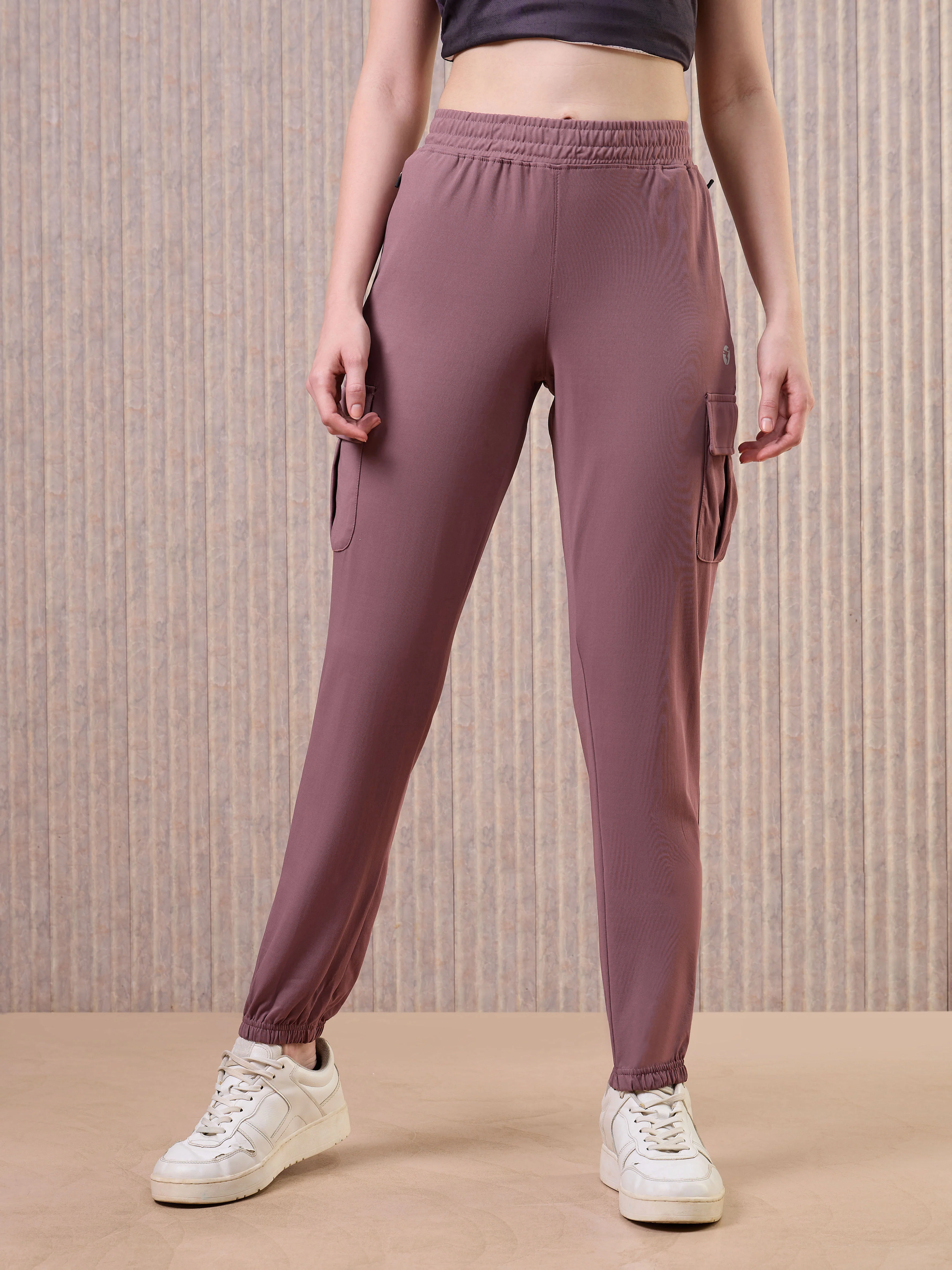 Women Solid Slim Fit Cargo Trackpants with TECHNO GUARD - Image 2