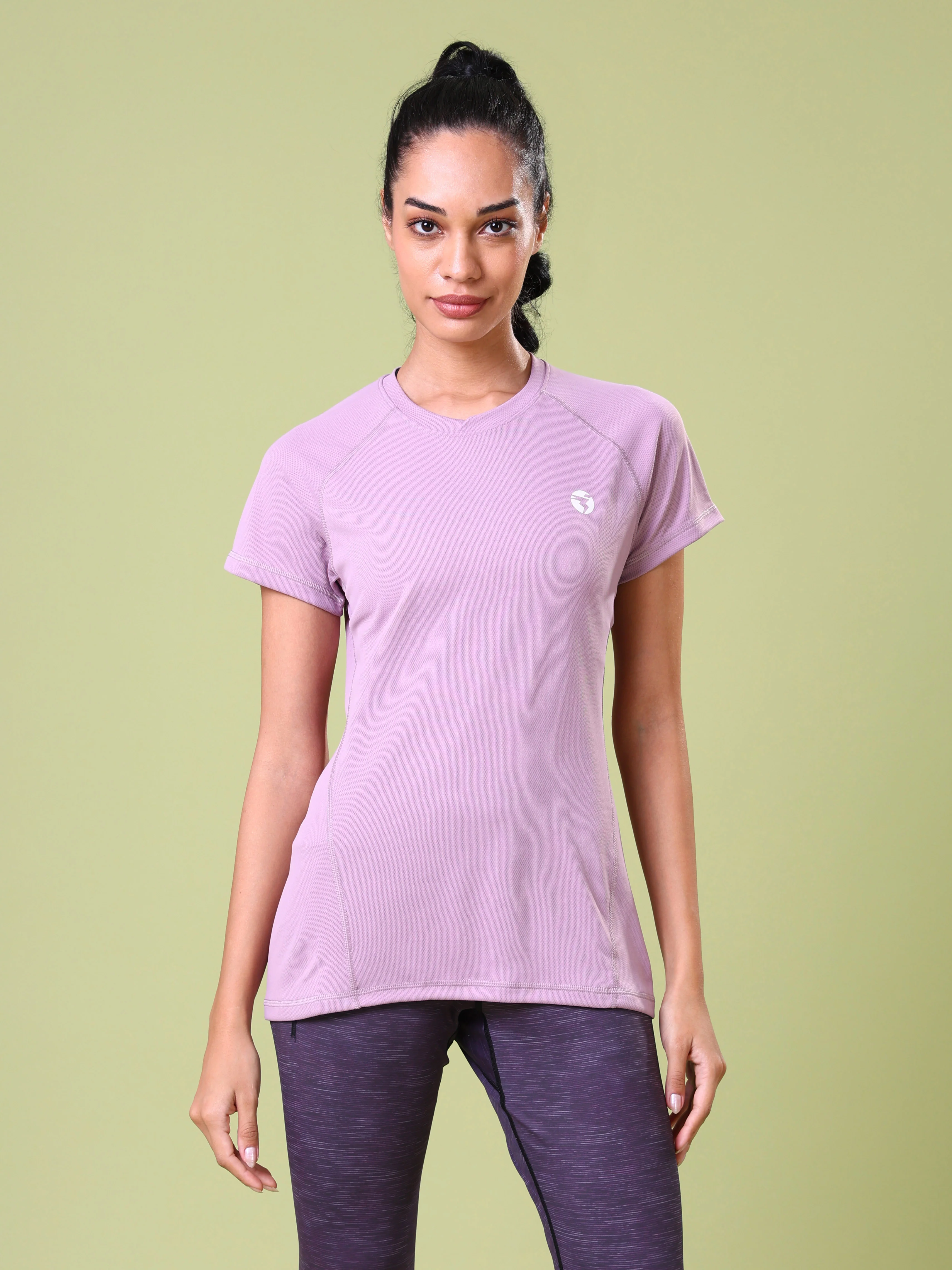 Women Solid Slim Fit Crew Neck T-shirt with TECHNO COOL - Image 2