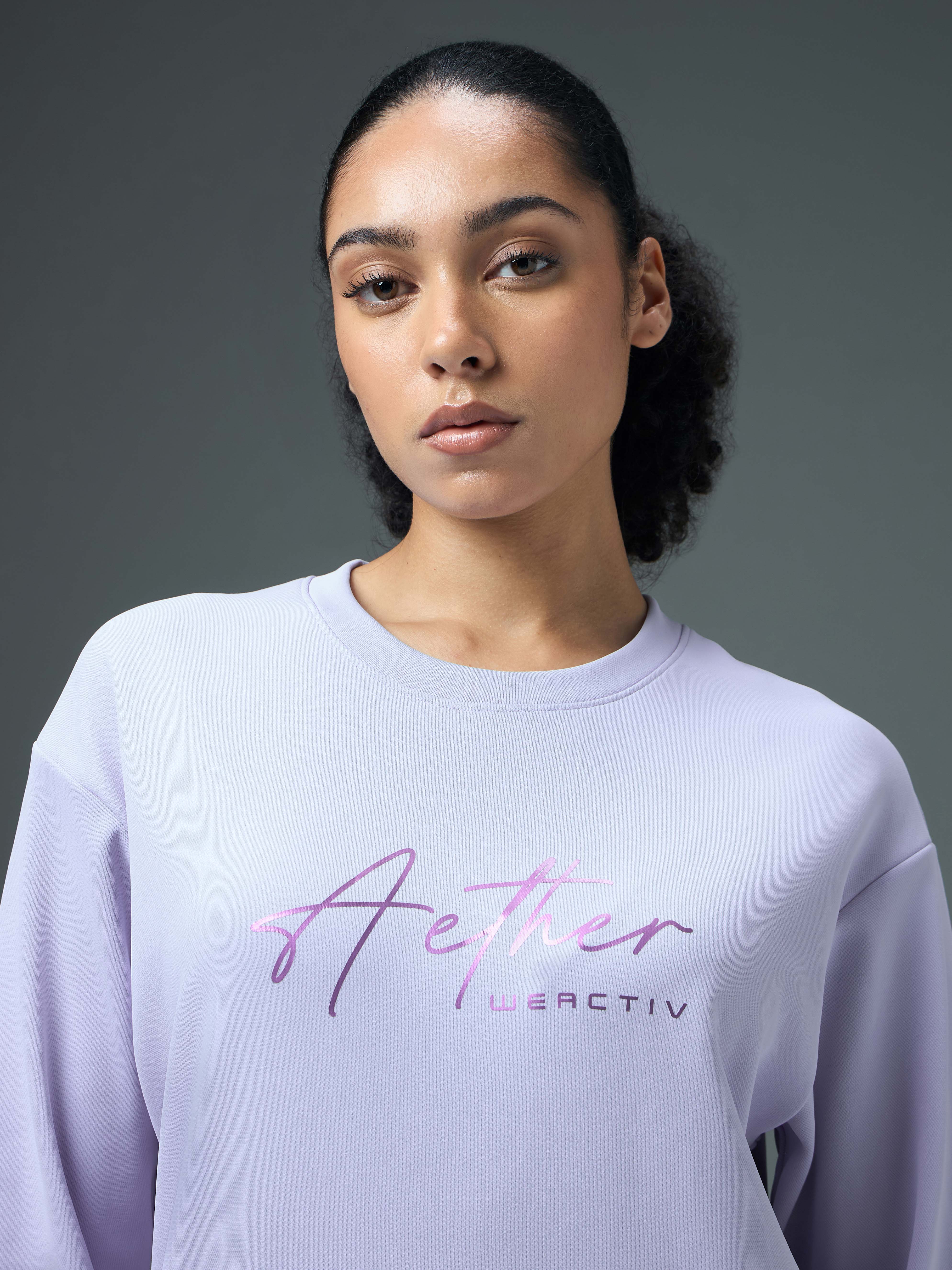 Women Solid Slim Fit Round Neck Sports Sweatshirt with ELASTOPLUS - Image 6
